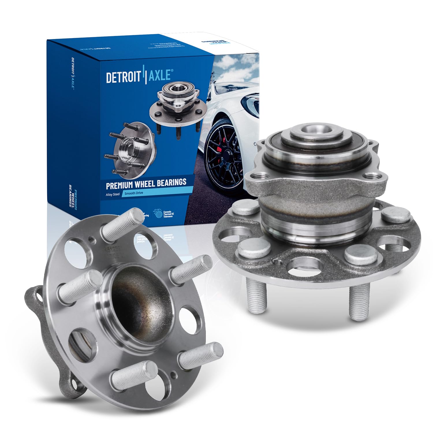 Detroit Axle Front Wheel Drive Rear Wheel Bearing Hub Assembly Set - Compatible with 2009-2014 Acura TL (Fits 2010 2011 2012 2013 Models) - Replacement for Smooth & Quiet Driving Experience