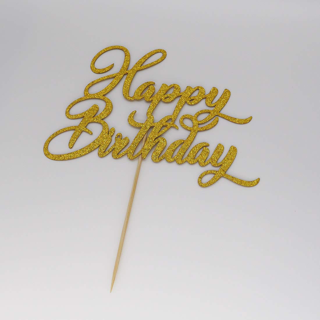 Happy Birthday Cake Topper - Double Sided Gold Glitter Cake Decorations for Birthday Parties, Wedding, Anniversary & Special Events