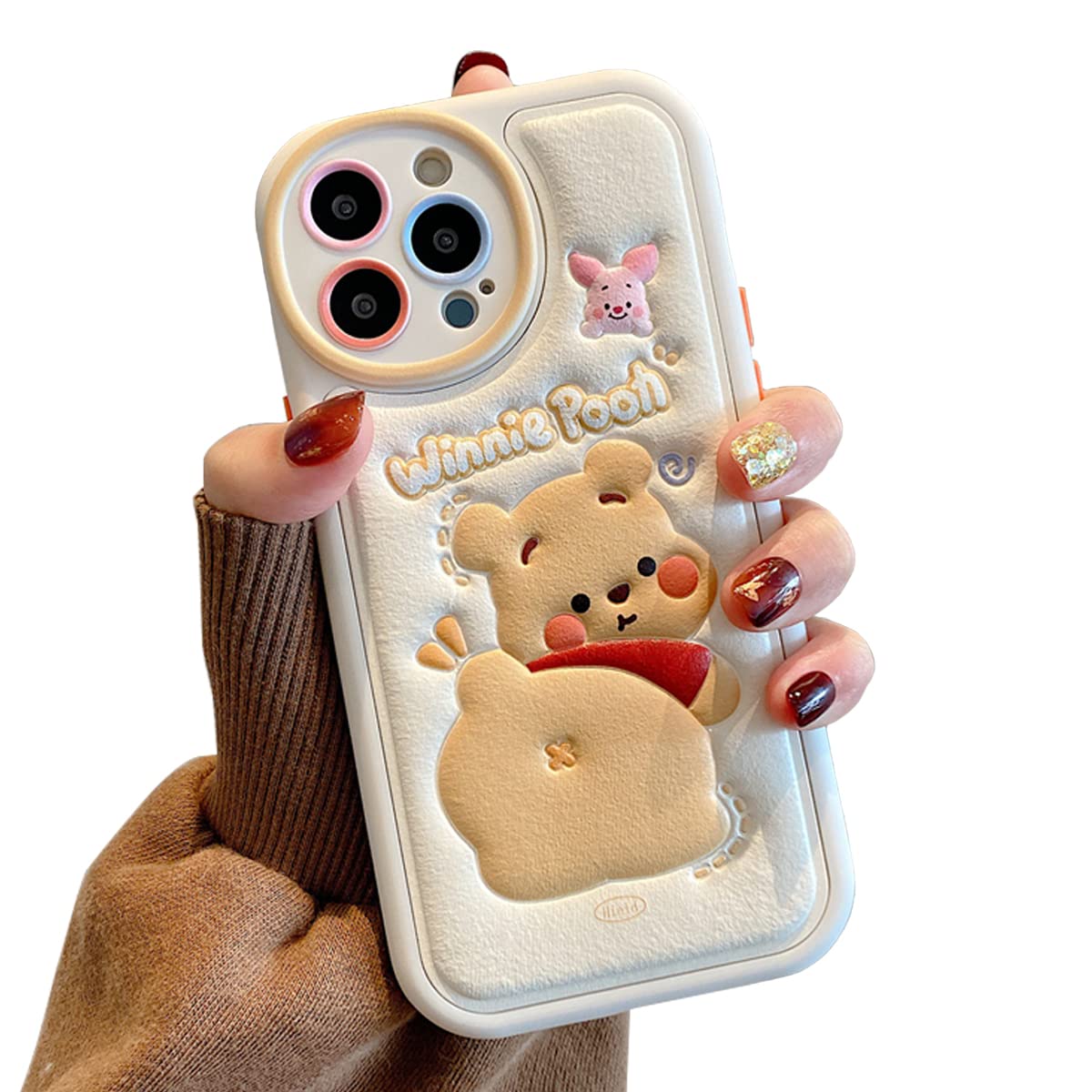 Aardvark Tees Cute Bear TPU Leather Embossed Cartoon Case for iPhone 12 Pro Max - Soft Rubber Shockproof Protective Phone Cover for Women & Girls | Perfect for Everyday Use, Work, School & Travel