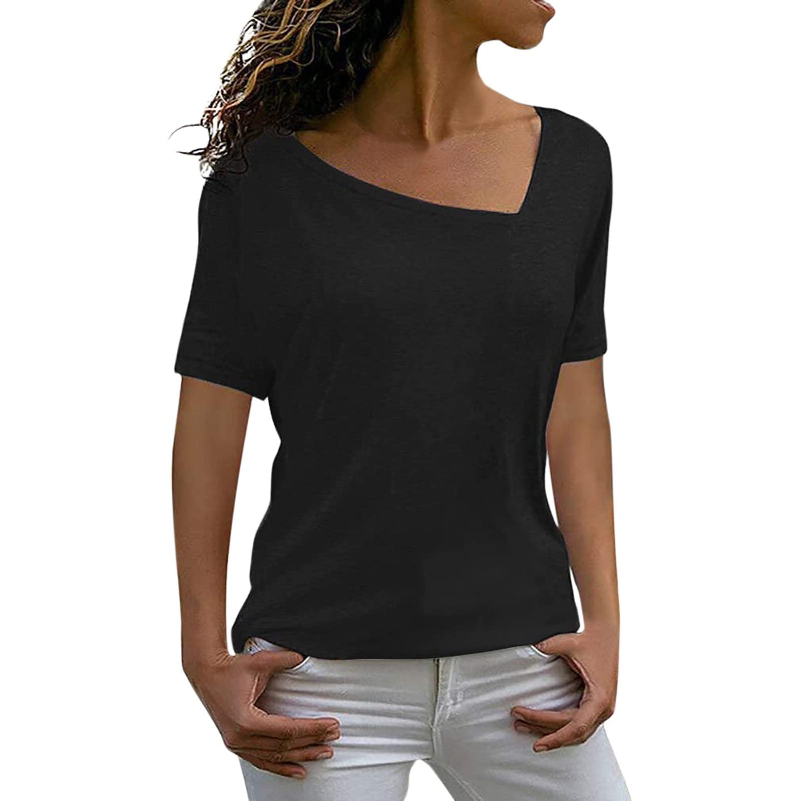 Women's Workout T-Shirts - Breathable Summer Short Sleeve V-Neck Color Block Blouses for Gym, Yoga & Running | Athletic Casual Wear