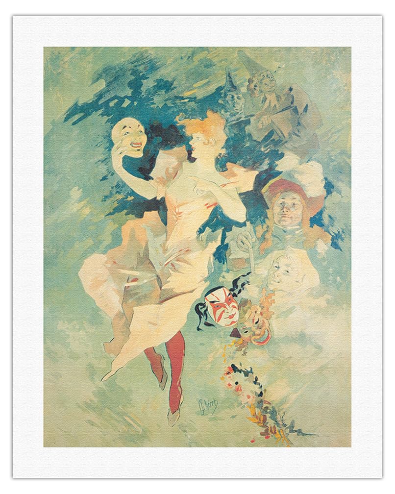 Vintage 'The Comedy (La Comédie)' Theater Poster by Jules Chéret c.1891 - Fine Art Rolled Canvas Print 20x26 Inches - Perfect for Home Theater Decor, Art Gallery Walls & Vintage French Art Collections