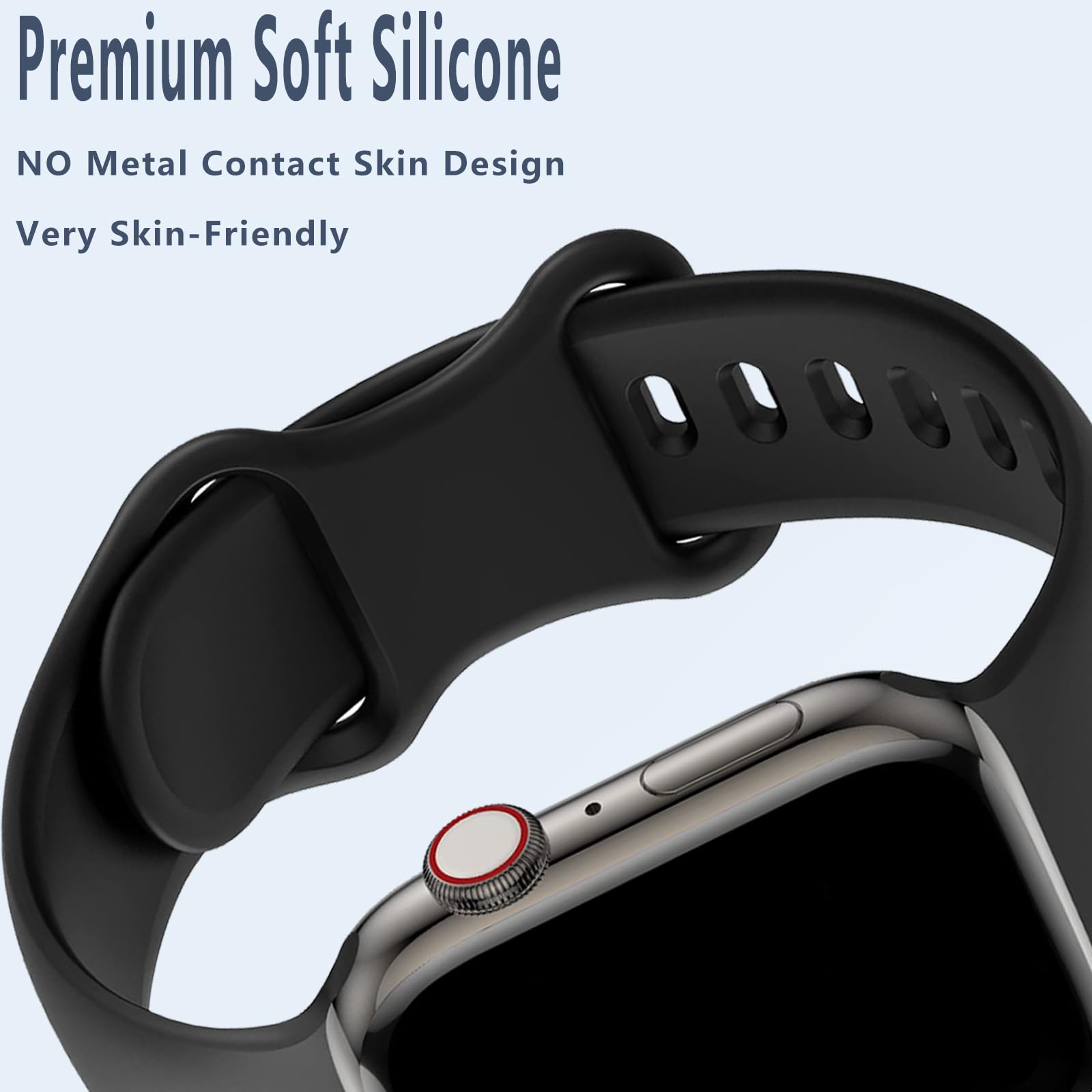 Premium Silicone Replacement Bands for Apple Watch Series 1-9/SE/Ultra - Compatible with 38mm/40mm/41mm/42mm/44mm/45mm/49mm - Sporty & Stylish Wristbands for Men & Women - Perfect for Workouts, Running, Swimming & Everyday Wear