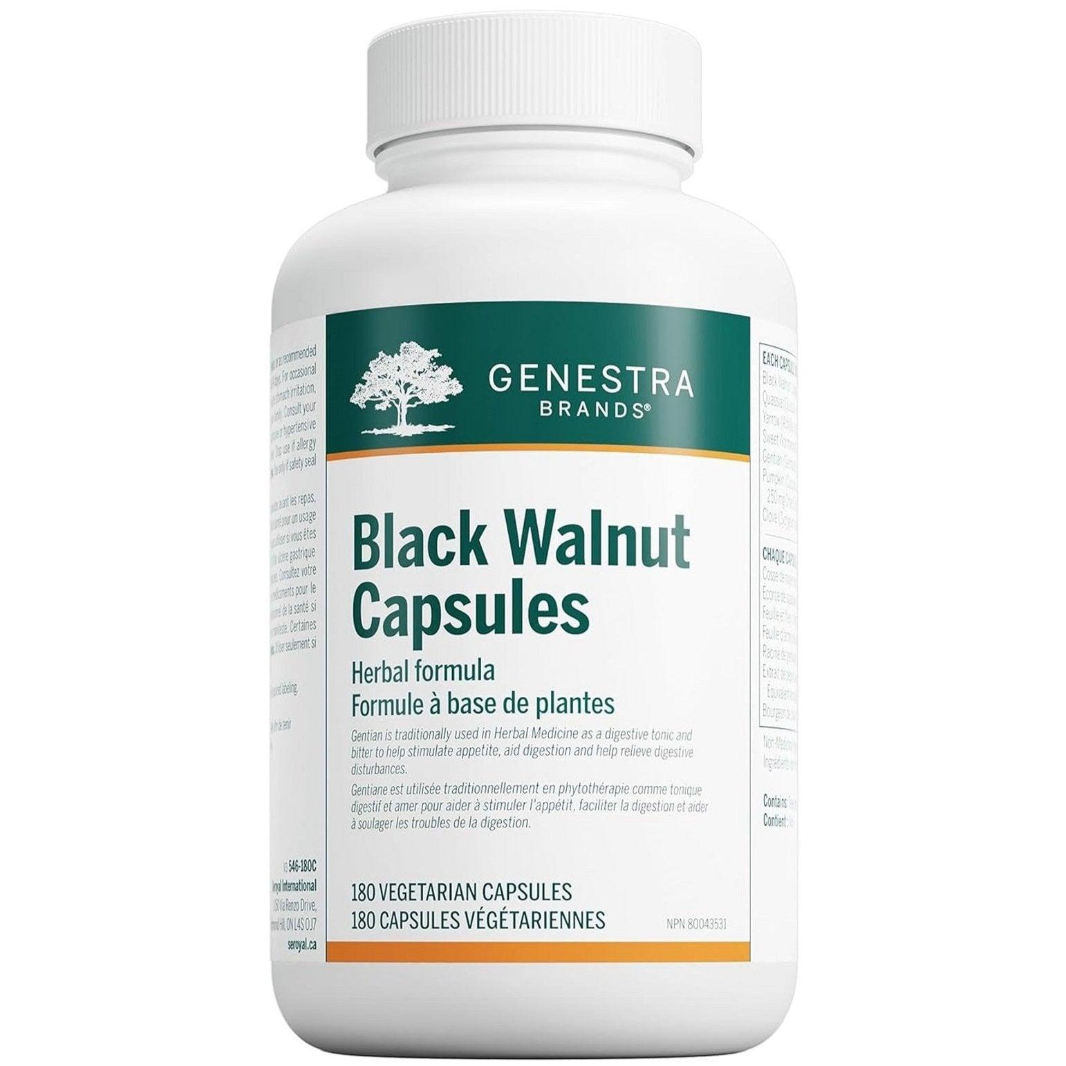 Genestra Black Walnut Extract 180 Veggie Capsules - Herbal Supplement for Digestive & Immune Support - Perfect for Daily Wellness Routine