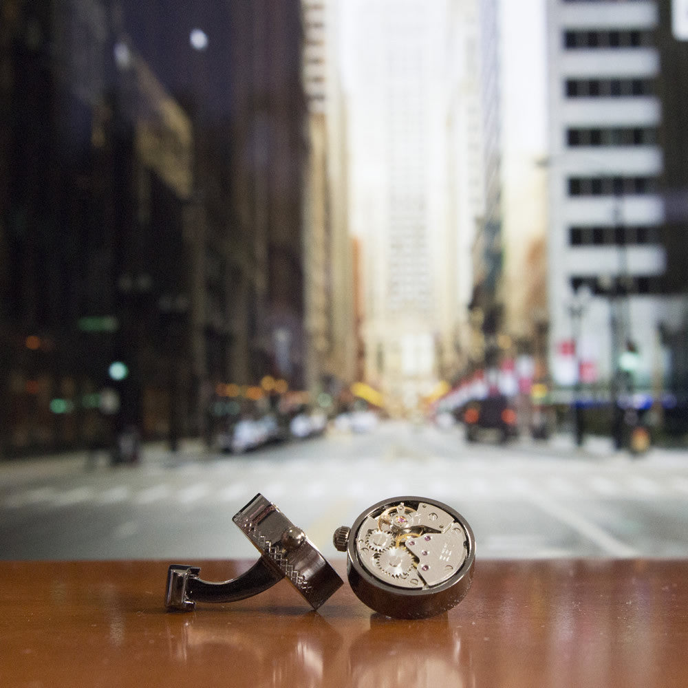 KingCuffs Premium Round Watch Movement Cufflinks for Men - Elegant Dress Accessories for Weddings, Business & Formal Events