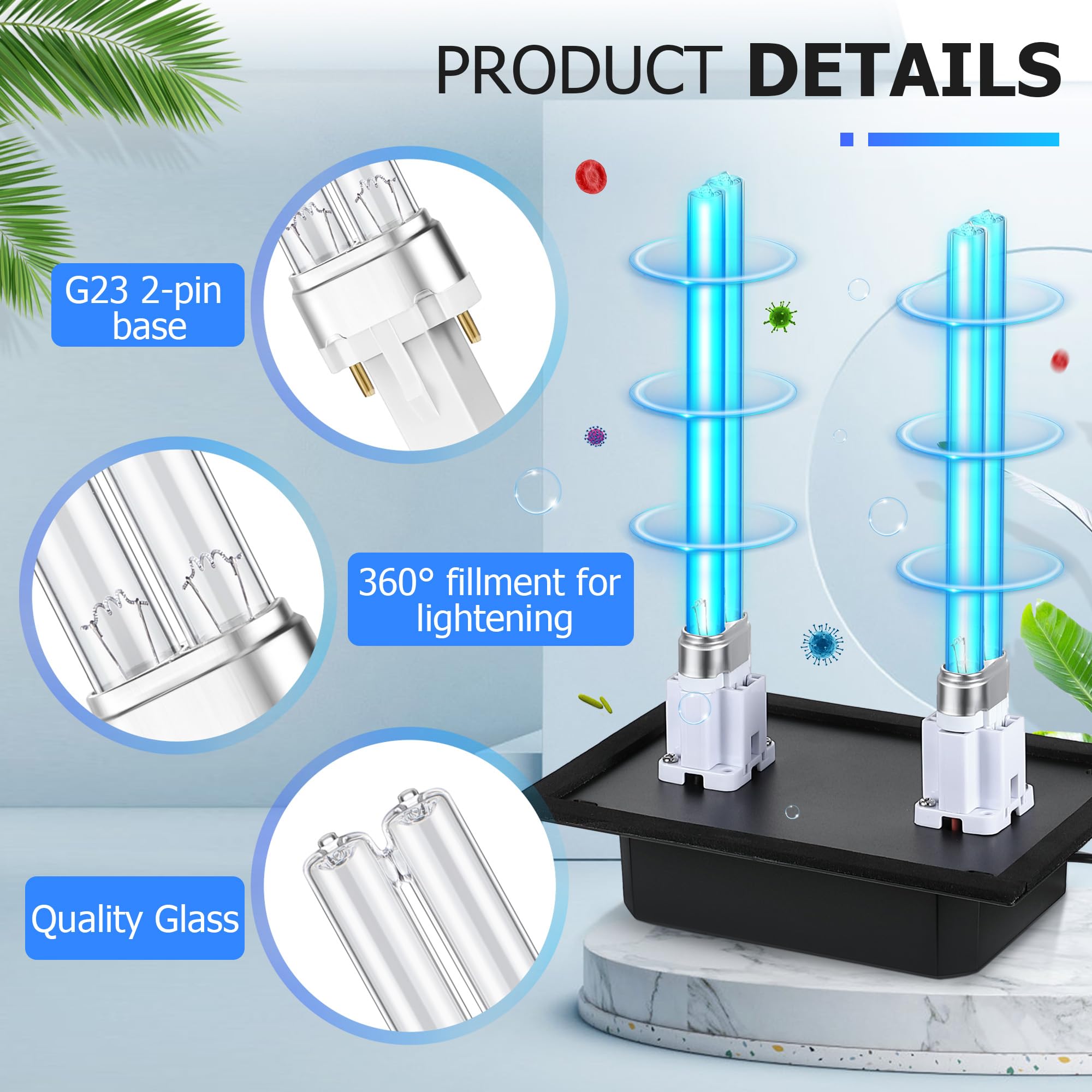 Qualirey 26W HVAC UV Light Sanitizer Air Purifier - 110V Dual UVC Germicidal Lamp for Home AC Duct System | Eliminates Mold, Bacteria & Viruses | Ideal for Whole House Air Purification in Bedrooms, Living Rooms & Offices