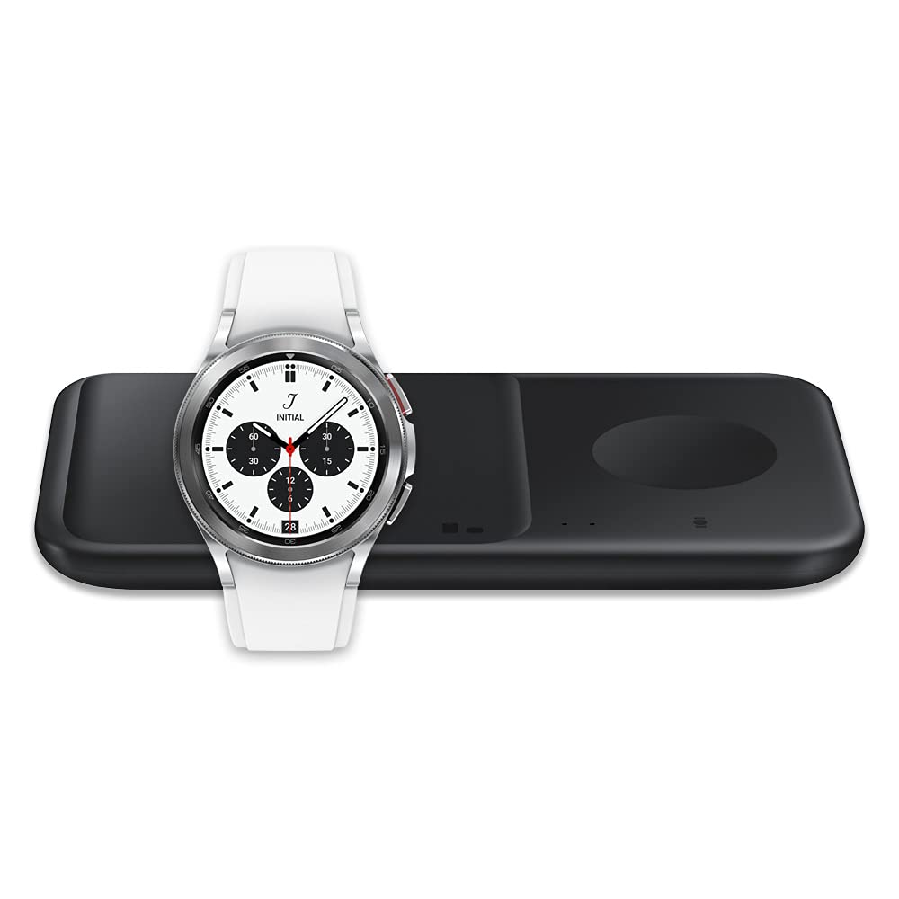 SAMSUNG Galaxy Watch 4 Classic 46mm LTE Smartwatch - Silver (US Version) with Fast Wireless Charger Pad Duo - Fitness Tracker, Heart Rate Monitor, Sleep Tracking - Perfect for Workouts, Running & Daily Use