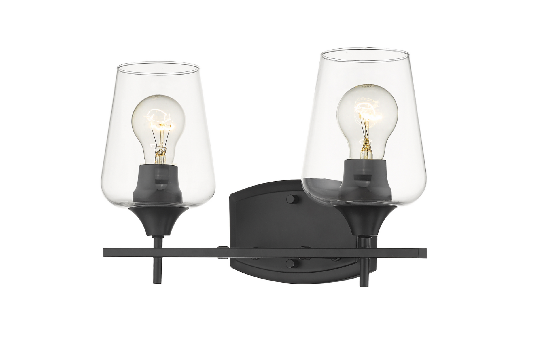Julia Matte Black Vanity Light - Modern Bathroom Wall Sconce with Clear Glass Shades for Makeup Mirror Lighting, Bedroom Dressing Area, Hallway Decor