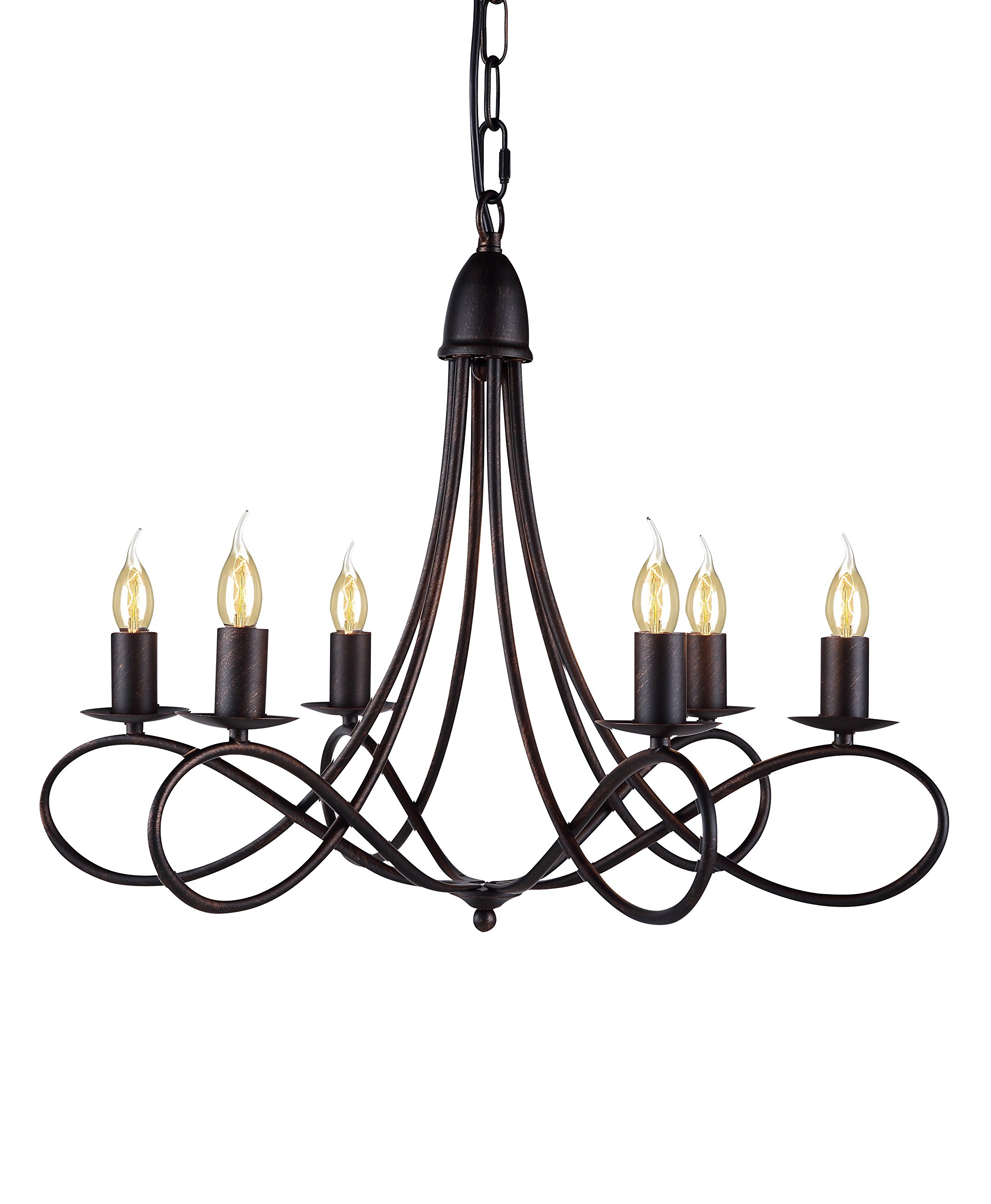 Lyndon Collection 6-Light Pendant Lamp with Dark Bronze Finish - Modern Chandelier for Dining Room, Kitchen Island, and Living Room Lighting