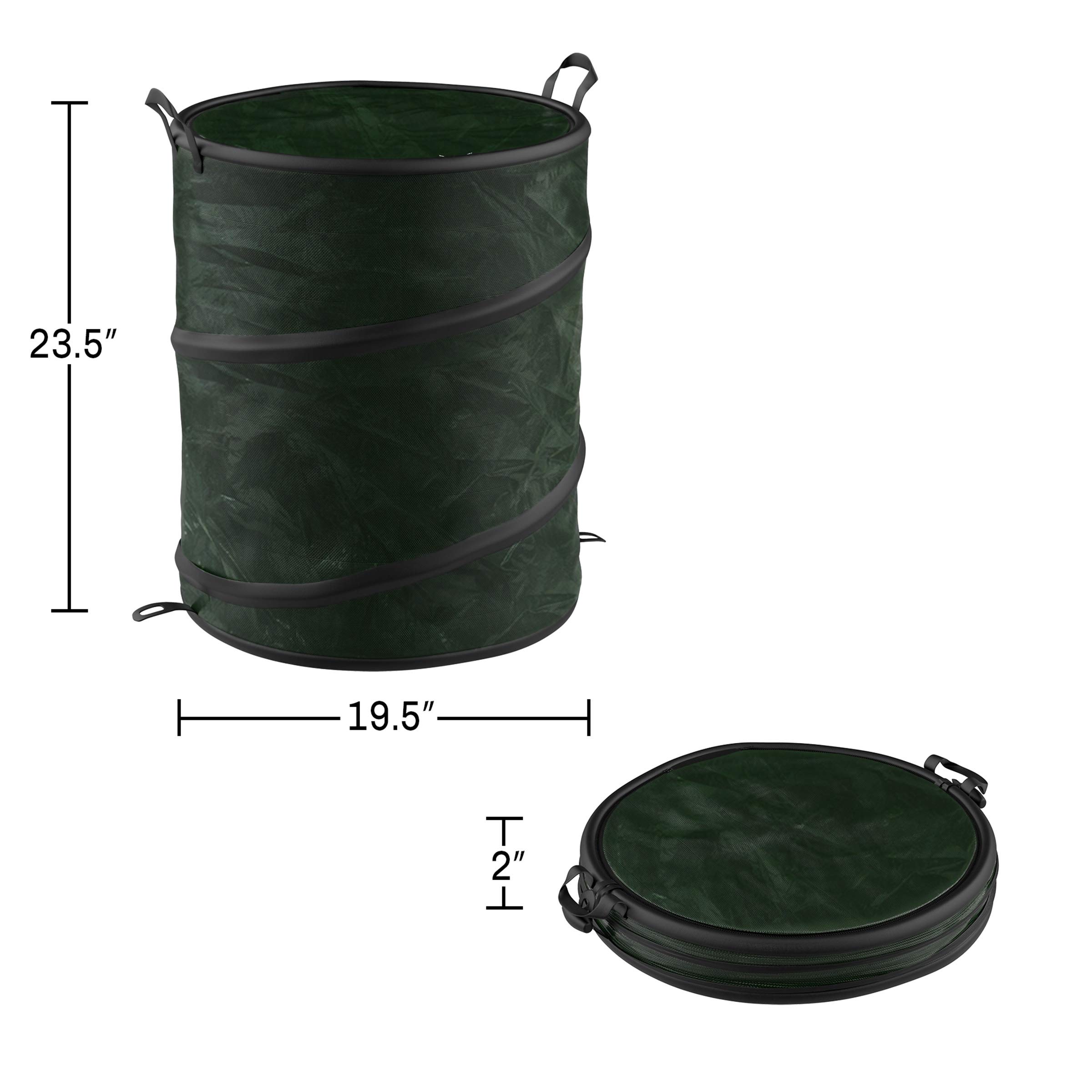 Texsport Collapsible Utility Bin with Lid - Portable Waste Bin & Trash Can for Camping, Picnics, and Outdoor Activities - Green (Model 11120)
