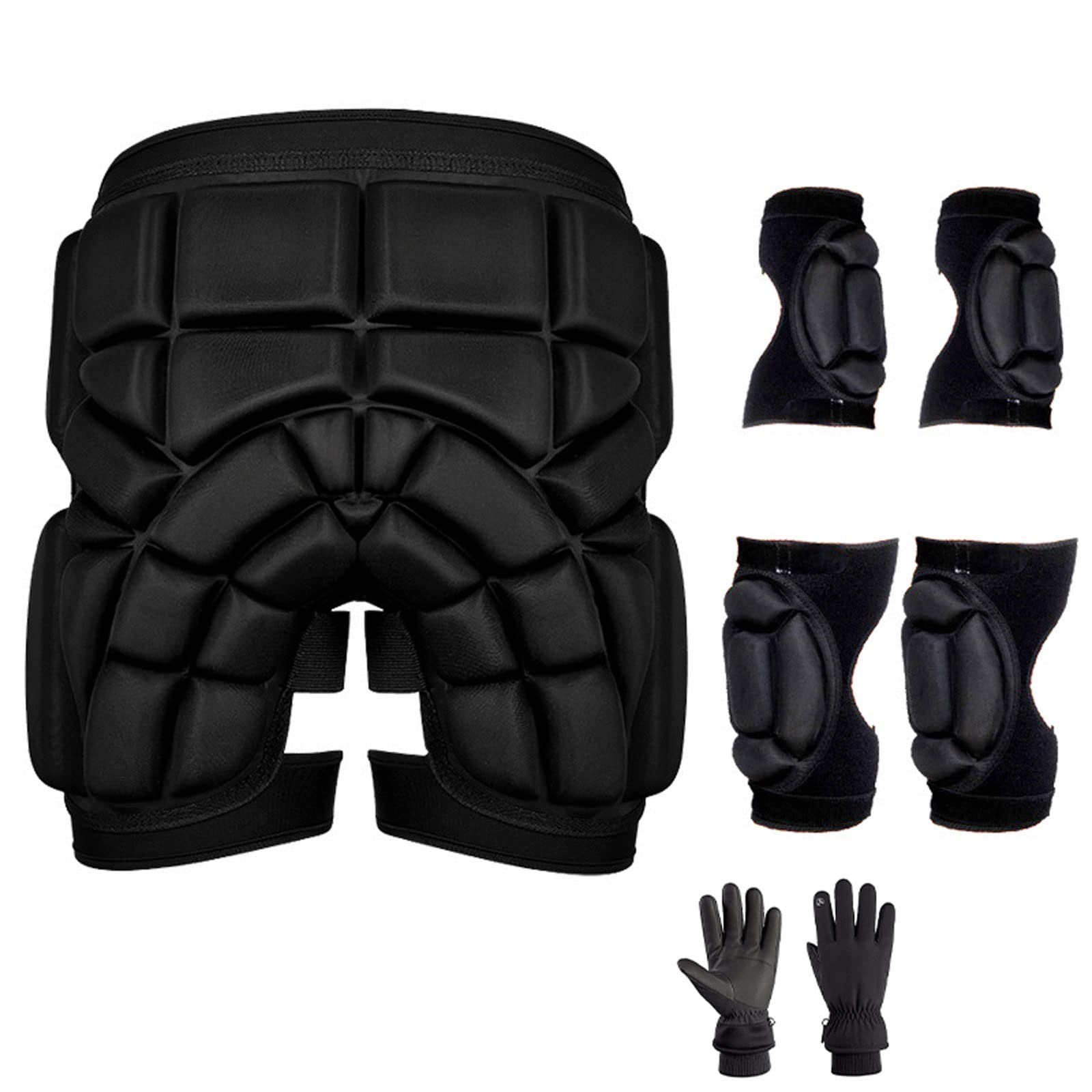 LTTL 3D Padded Protective Shorts for Snowboarding - EVA Foam Hip & Butt Padded Short Pants - Heavy Duty Impact Protection Gear (Medium, Black) - Ideal for Snowboarders, Skateboarders & Extreme Sports Athletes