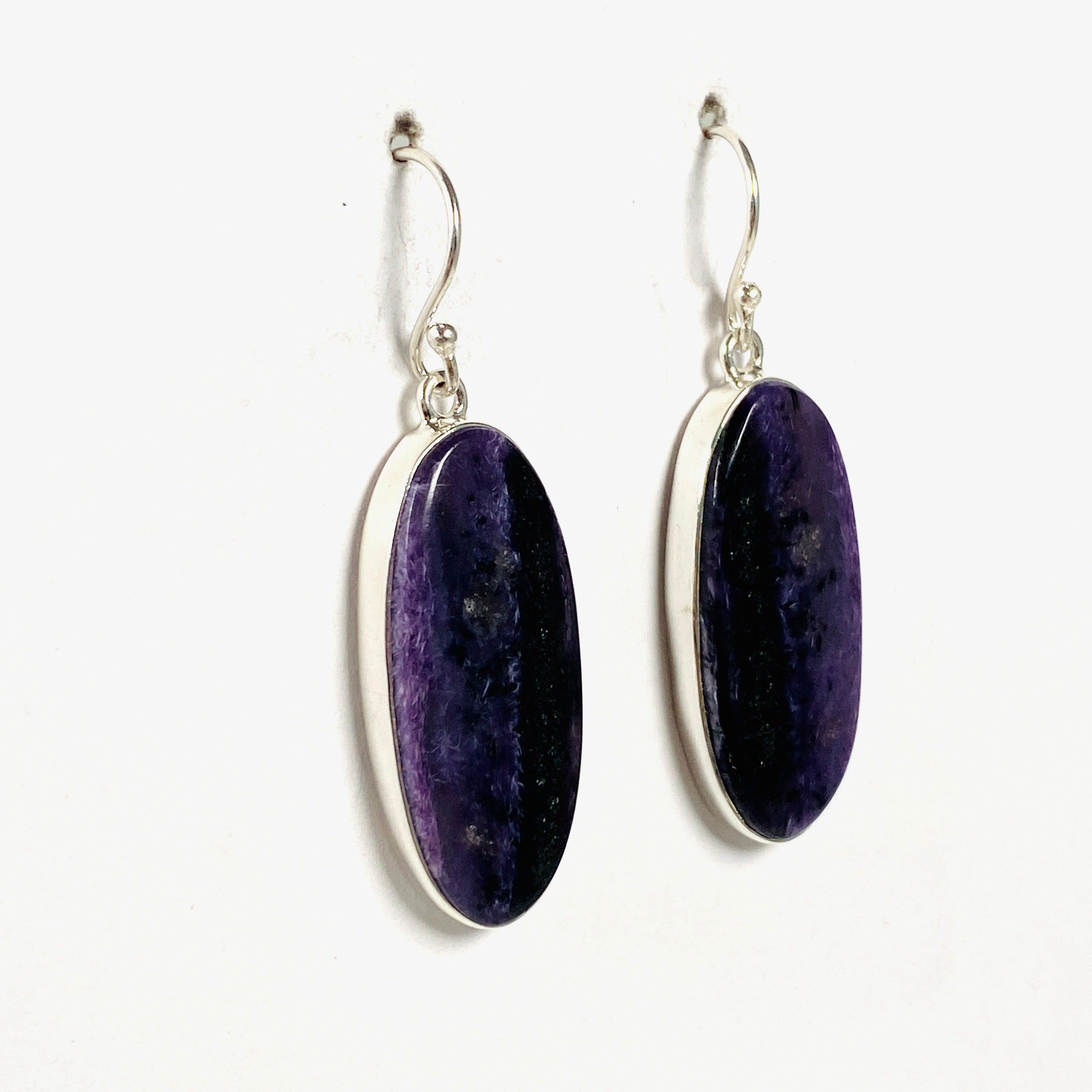 Charoite Oval Earrings KEGJ1407 - Handmade Purple Gemstone Jewelry for Women | Perfect for Weddings, Parties & Special Occasions