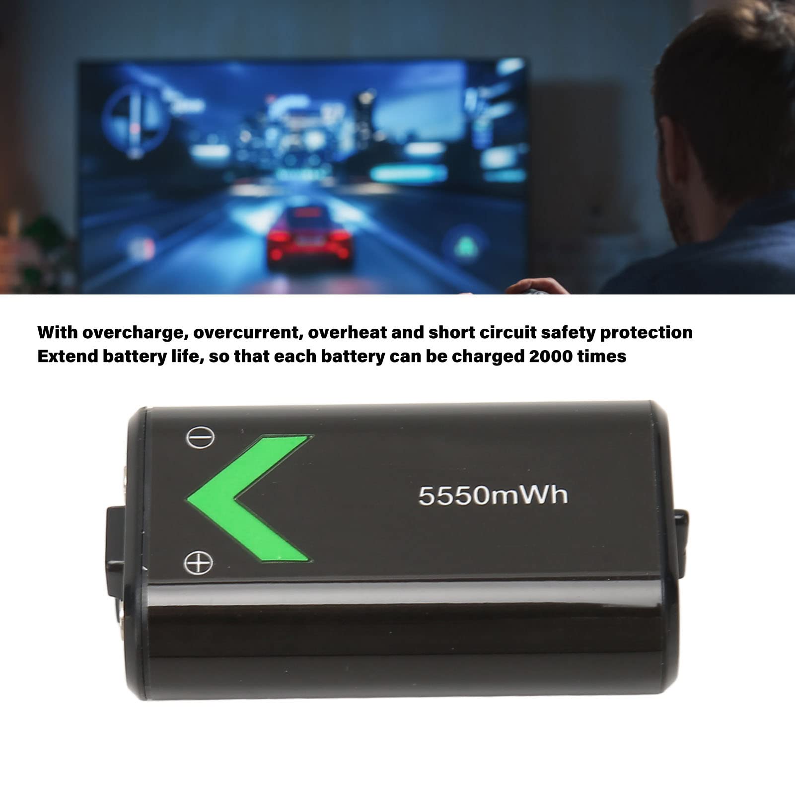 5550mAh Rechargeable Controller Battery with USB-C Cable - Replacement Battery for Xbox One & Series X/S Controllers - Long-Lasting Gaming Power for Marathon Sessions