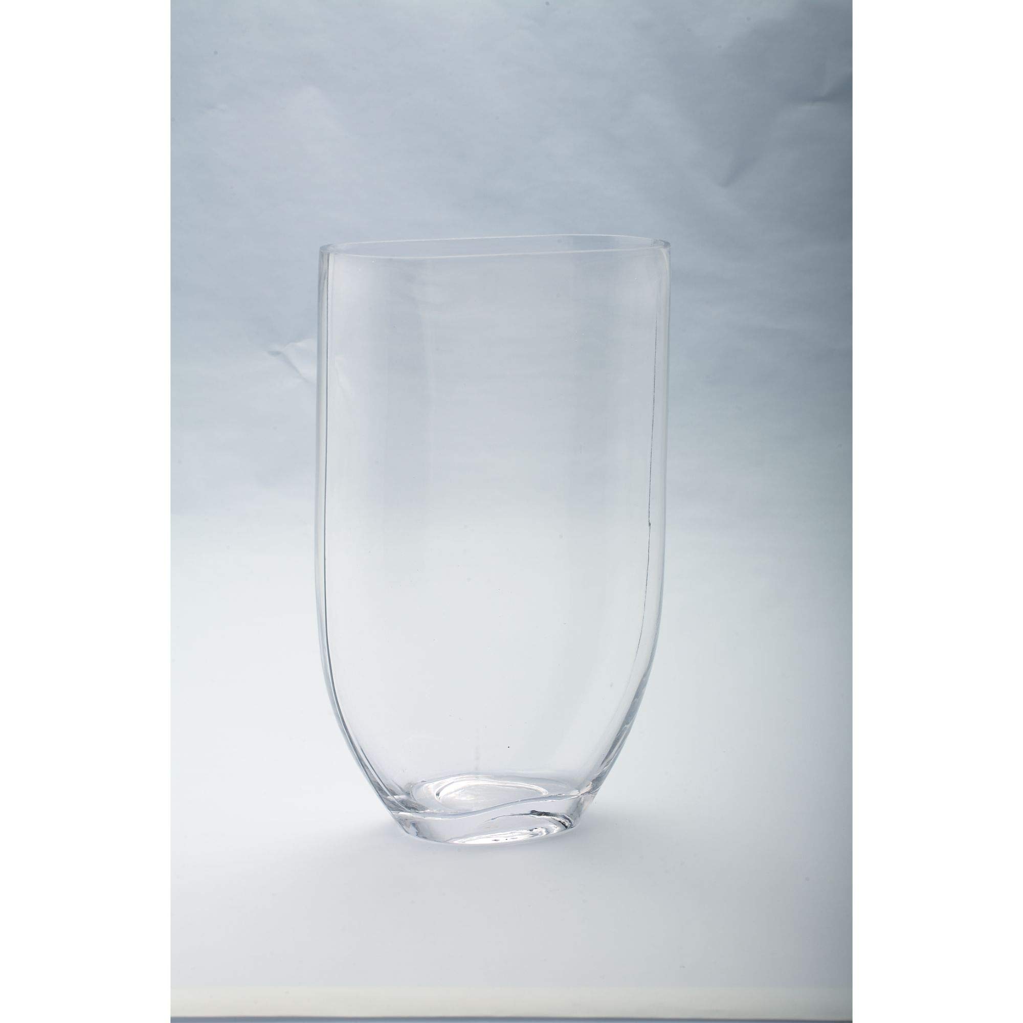 CC Home Furnishings 12 Inch Clear Tapered Oval Glass Vase - Elegant Centerpiece for Dining Table, Wedding Decor, or Home Interior Design