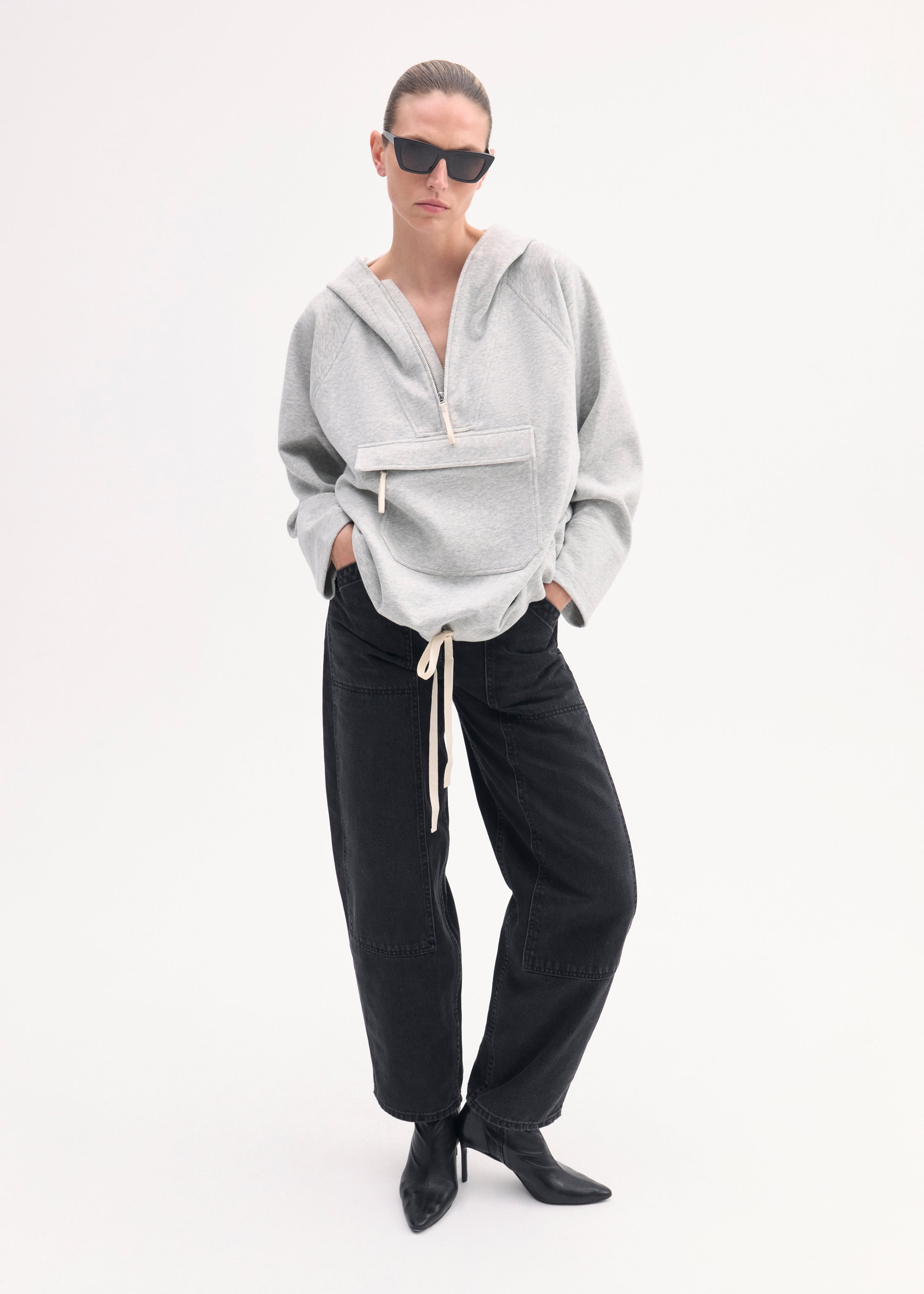 Stylish Hooded Pullover in Scuba Jersey - Heather Grey | Comfortable & Trendy Women's Sweatshirt for Casual Wear, Gym, and Outdoor Activities