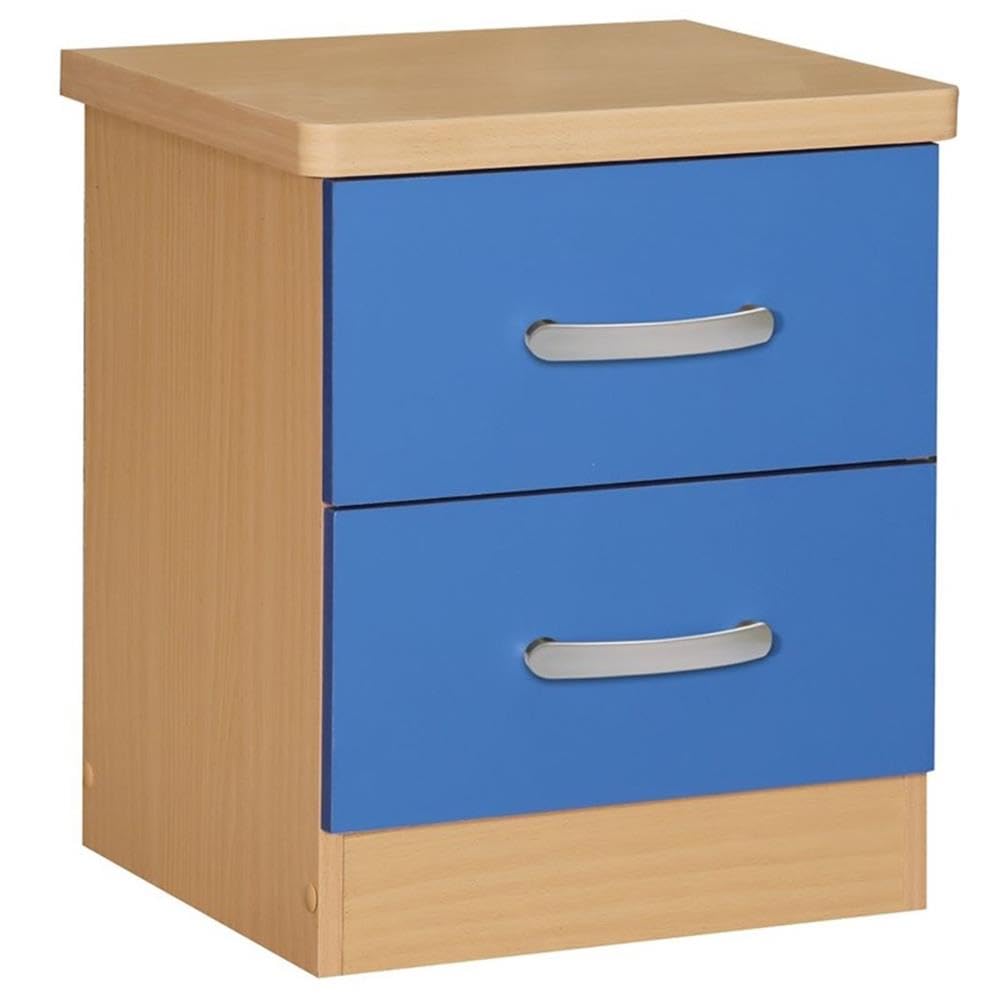 Better Home Products Cindy Faux Wood 2-Drawer Nightstand in Blue - Stylish Bedside Table for Small Spaces, Bedroom Furniture with Storage