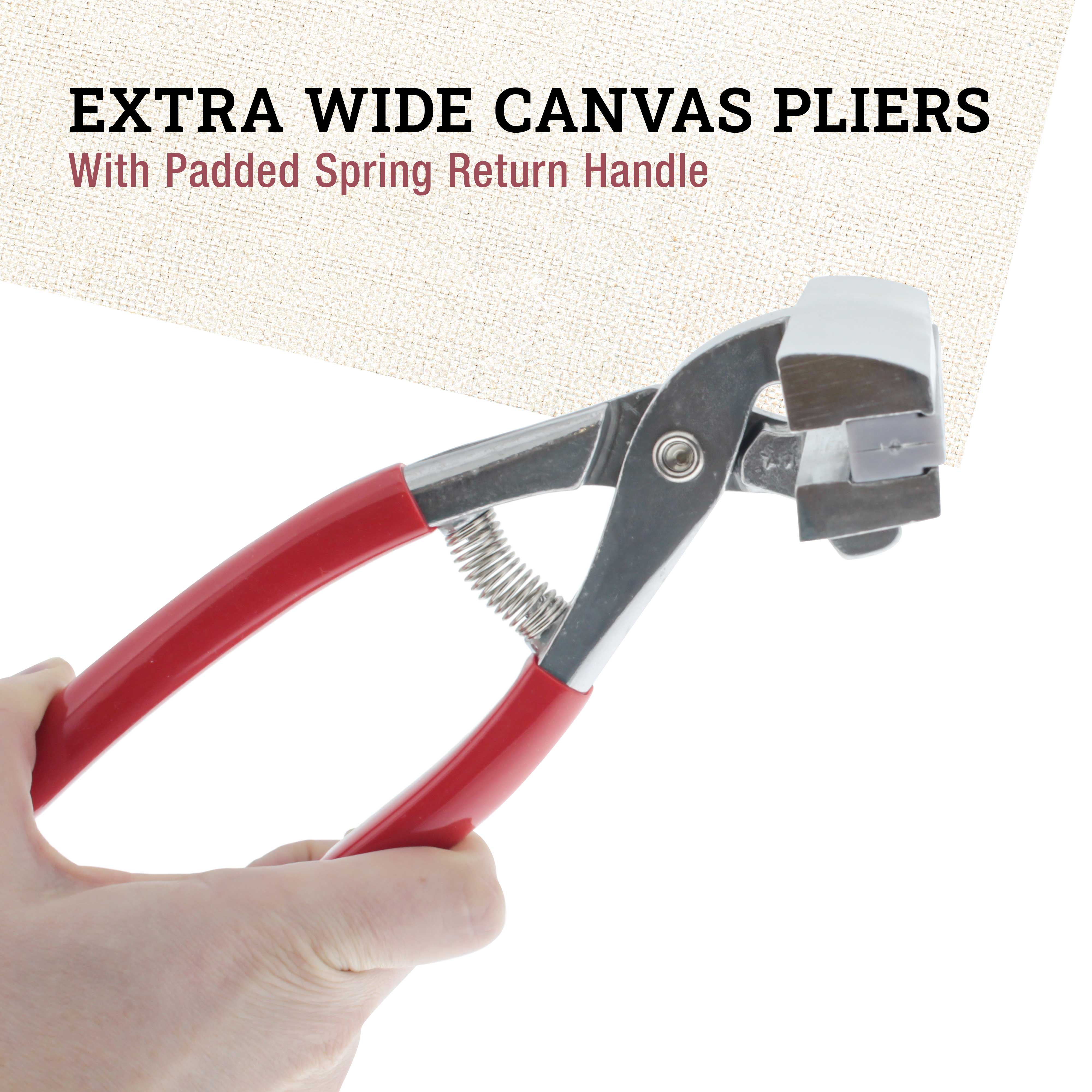Professional Extra Wide Canvas Pliers 4 3/4 Inch - Heavy Duty Spring Return Handle with Comfort Grip - Perfect for Upholstery, Leatherworking & DIY Crafts