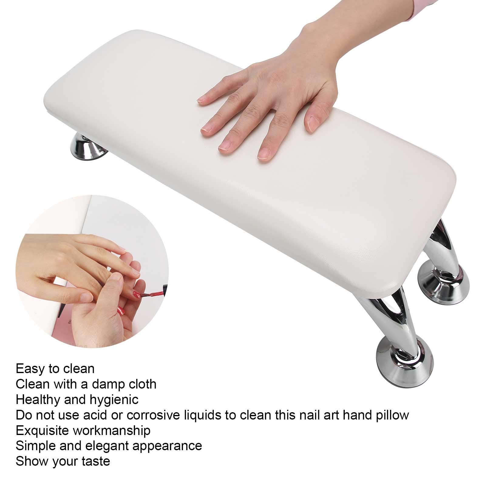White Detachable Nail Hand Rest Pillow with Stainless Steel Support - Professional Nail Art Accessories for Salon & Home Manicure - Perfect for Gel Polish, Acrylic Nails & Nail Extension Services