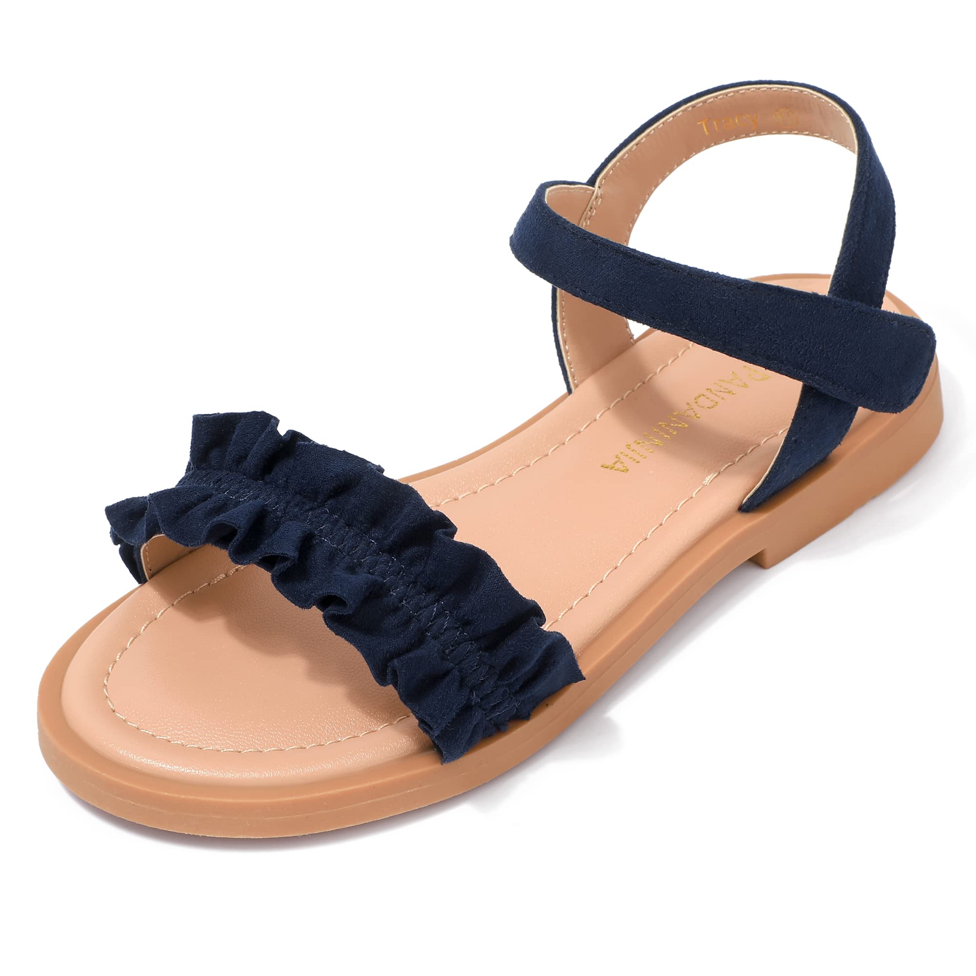 **PANDANINJIA Girls Sandals - Cute Bow Open Toe Flats, Sparkly Princess Dress Shoes for Toddler, Little & Big Kids | Perfect for Summer, Beach, Parties & Special Occasions**