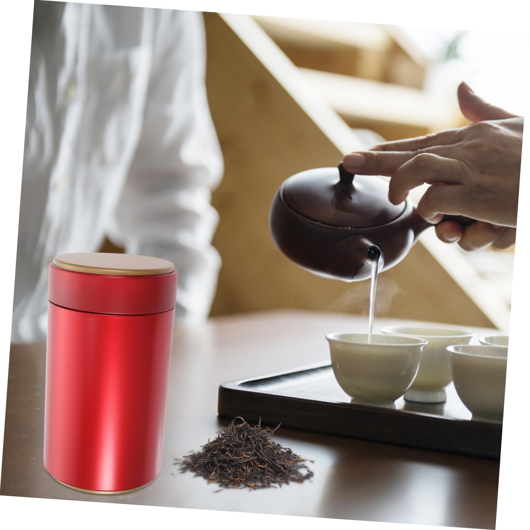 3-Piece Airtight Tea Tin Canisters Set - Small Kitchen Storage Containers for Tea, Coffee, Sugar & Loose Leaf (Red, 160ml) - Perfect for Pantry Organization & Gift Giving