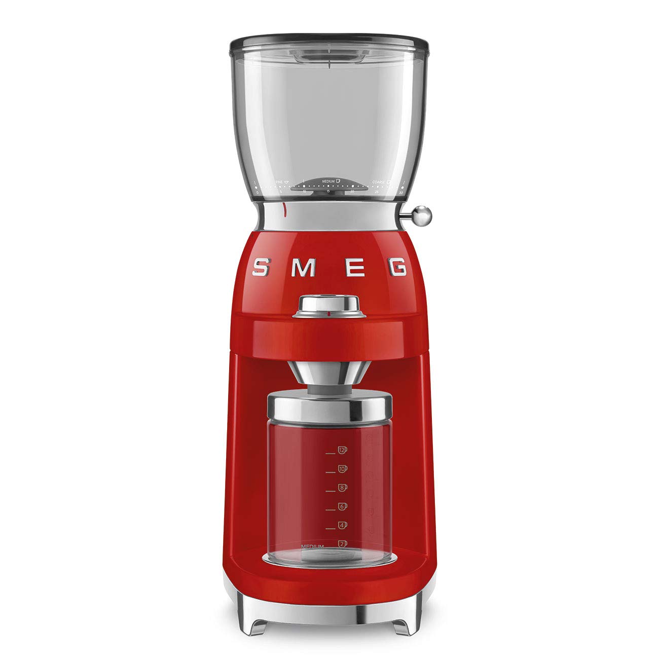 Smeg CGF01RDEU 150W Electric Coffee Grinder - Red Plastic Design for Fresh Ground Coffee | Perfect for Home, Office & Espresso Bars