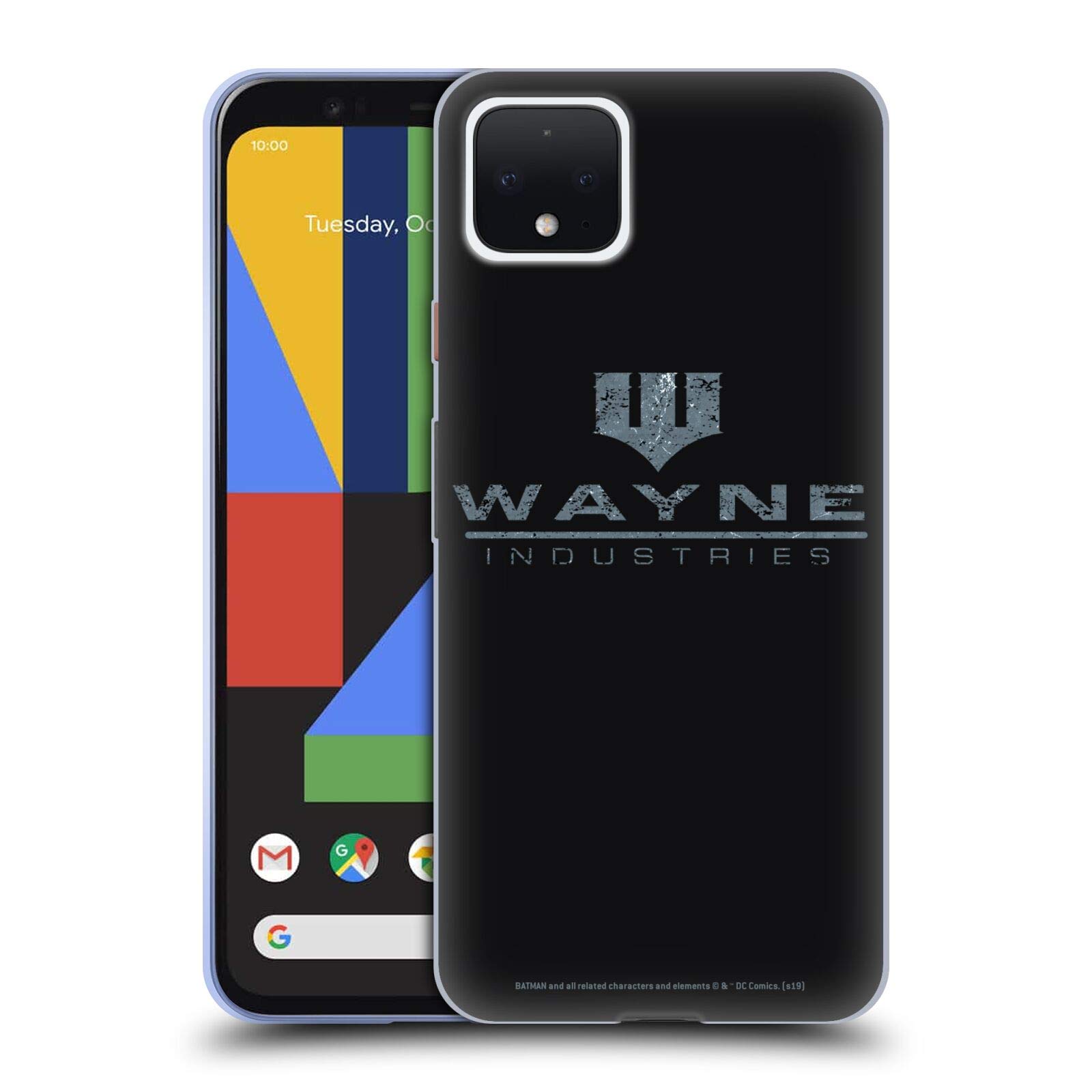 Batman Wayne Industries Case for Google Pixel 4 - DC Comics Licensed Gel Cover for Superhero Fans