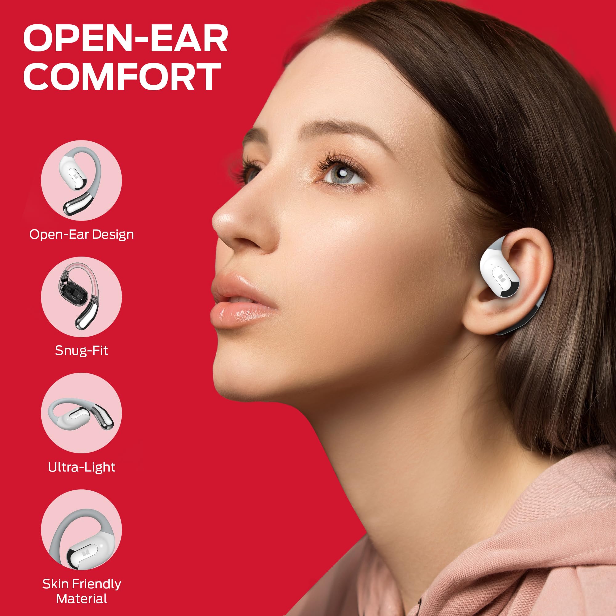 Monster Open Ear AC317 Wireless Bluetooth Headphones - Stereo Sound, Bluetooth 5.4, 24H Battery Life, Crystal Clear Calls, USB-C Fast Charging, Touch Control, Sweat Resistant Open Ear Earbuds for Running, Gym Workouts & Outdoor Activities