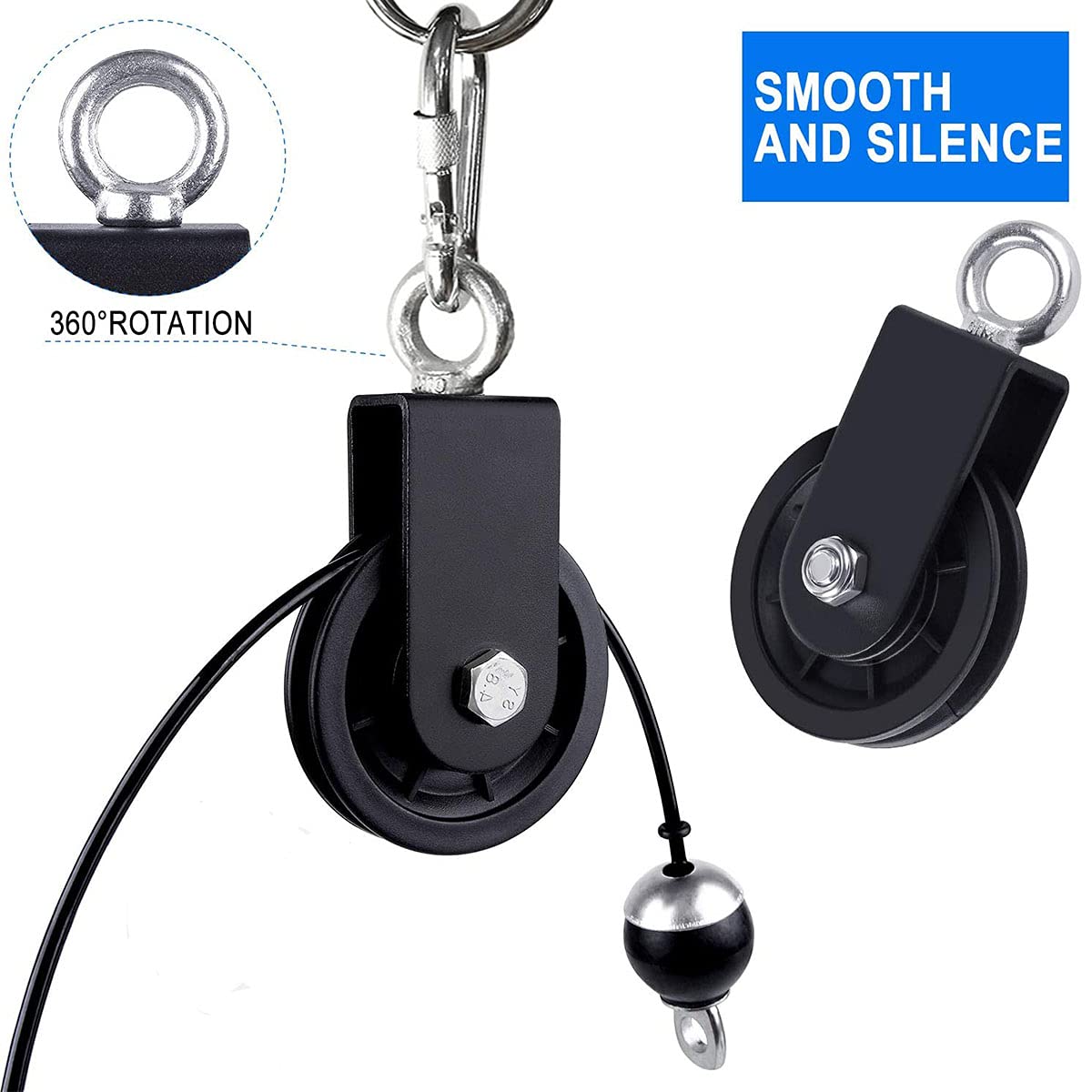 90mm Gym Pulley Wheel - 360 Degree Rotation LAT Pulley System Attachment for Lifting Blocks, Ladder Lift, DIY Home Projects & Clothesline - Perfect for Home Gym, Workshop & Outdoor Use