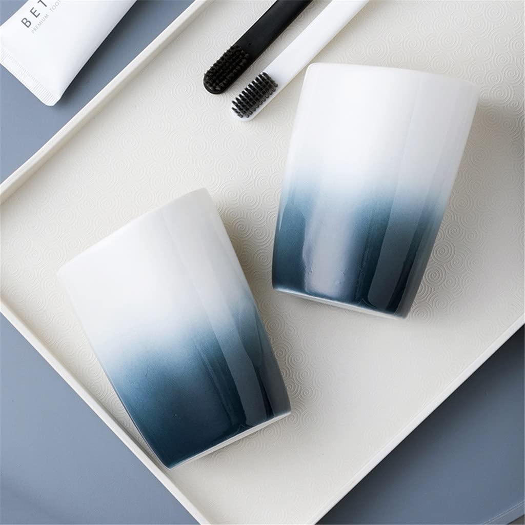 Gradient Gray Ceramic Bathroom Set - 5-Piece Toothbrush Holder & Cups with Tray for Couples | Modern Bathroom Organization & Decor for Master Bath, Guest Bath, Apartment