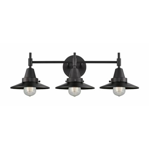 Innovations 447-3W-BK-M6-BK Black Finish 3-Light Bathroom Vanity Set - Modern Bathroom Lighting for Mirror, Makeup & Spa Style Decor