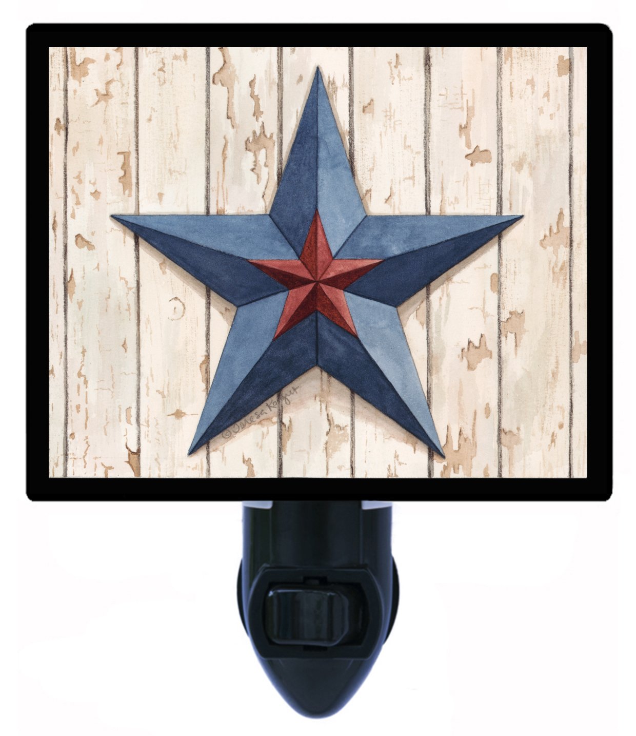 Primitive Star Night Light - Country Style LED Bedside Lamp for Nursery, Kids Room, Hallway & Bedroom Decor