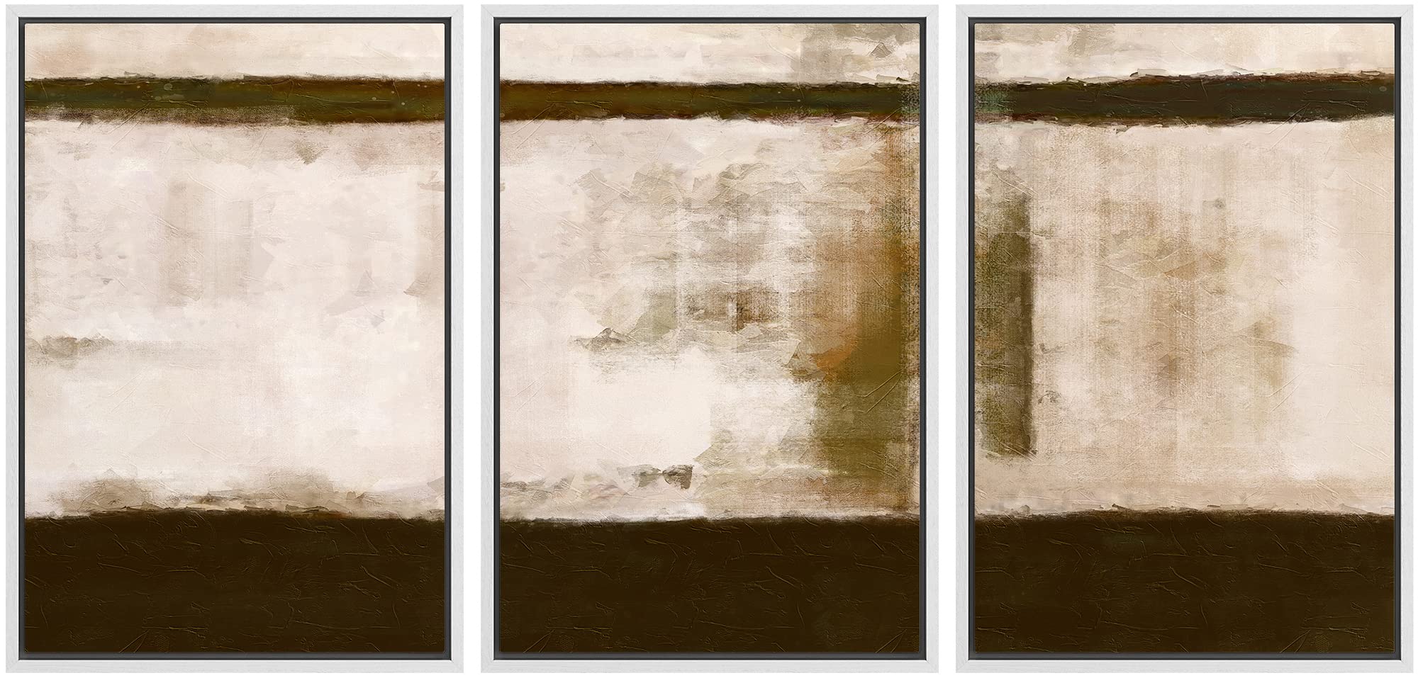 Modern Abstract Landscape Canvas Wall Art - Minimalist Grunge Paint Stroke Framed Print Set, Multicolor Chic Decor for Living Room, Bedroom, Office - 16x24 Inches, White Frame | Perfect for Home & Office Decor, Gift Idea