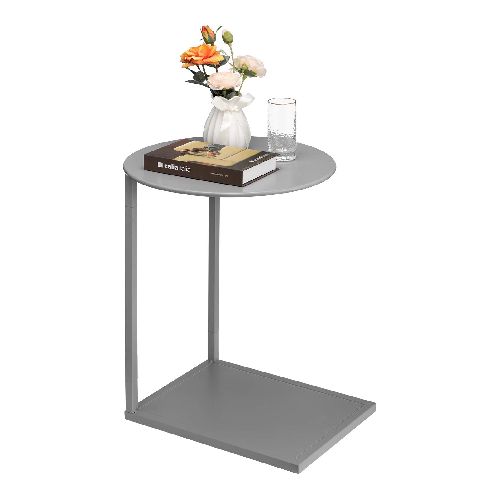 HollyHOME Round & Rectangle Metal End Table - Rustproof Waterproof Accent Table for Living Room, Patio, Bedroom - Modern Indoor Outdoor Coffee Table with Simplistic Design - 18.03