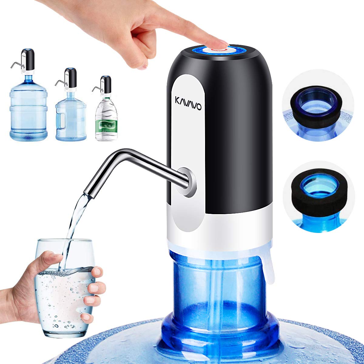 **USB Rechargeable Electric Water Bottle Pump with 2 Free Adapters & Hose - Portable Automatic Water Dispenser for Home, Office, Travel & Camping**