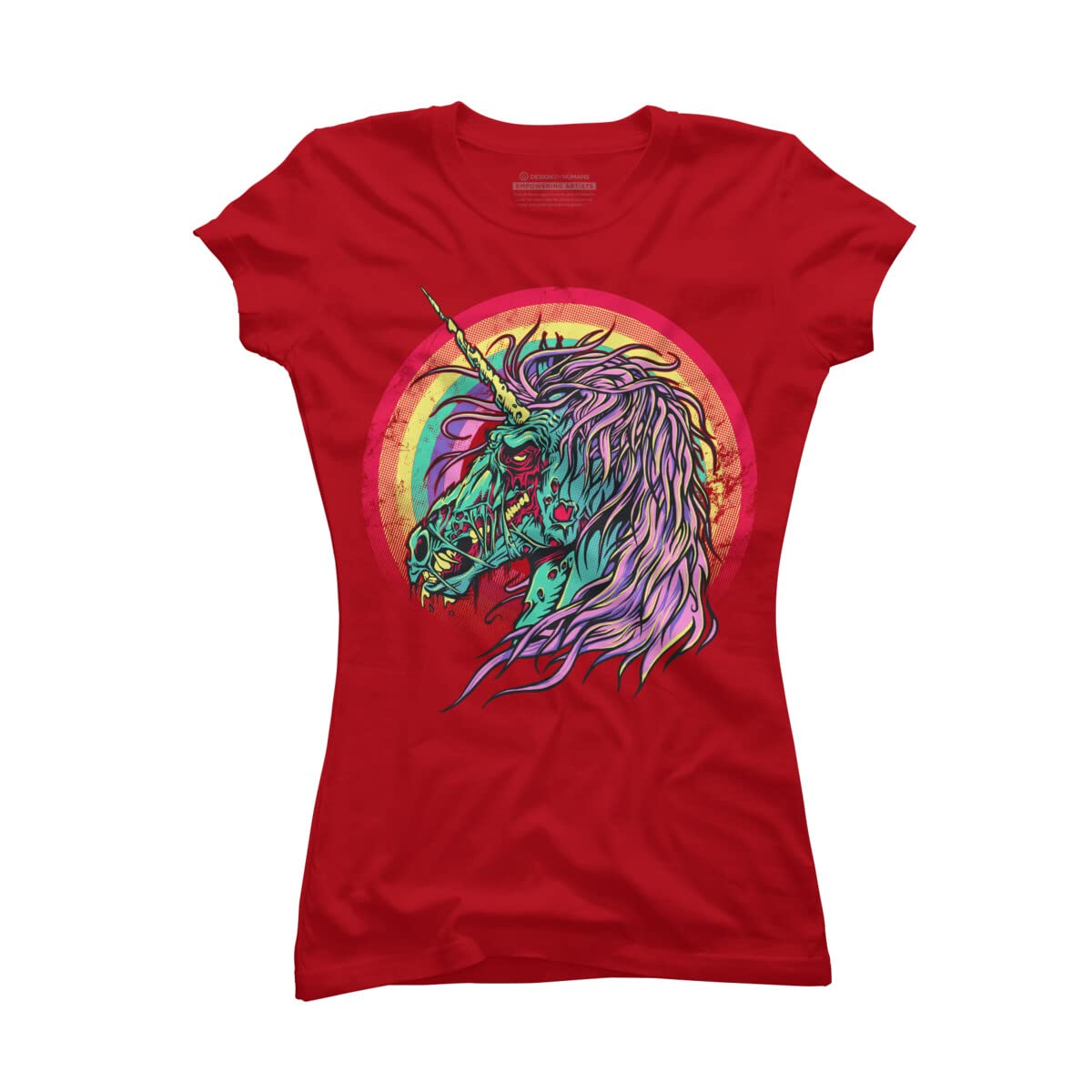 Design By Humans Junior's Zombie Unicorn by RicoMambo Graphic T-Shirt for Teens - Trendy & Unique Casual Wear for School, Parties, and Everyday Outfits