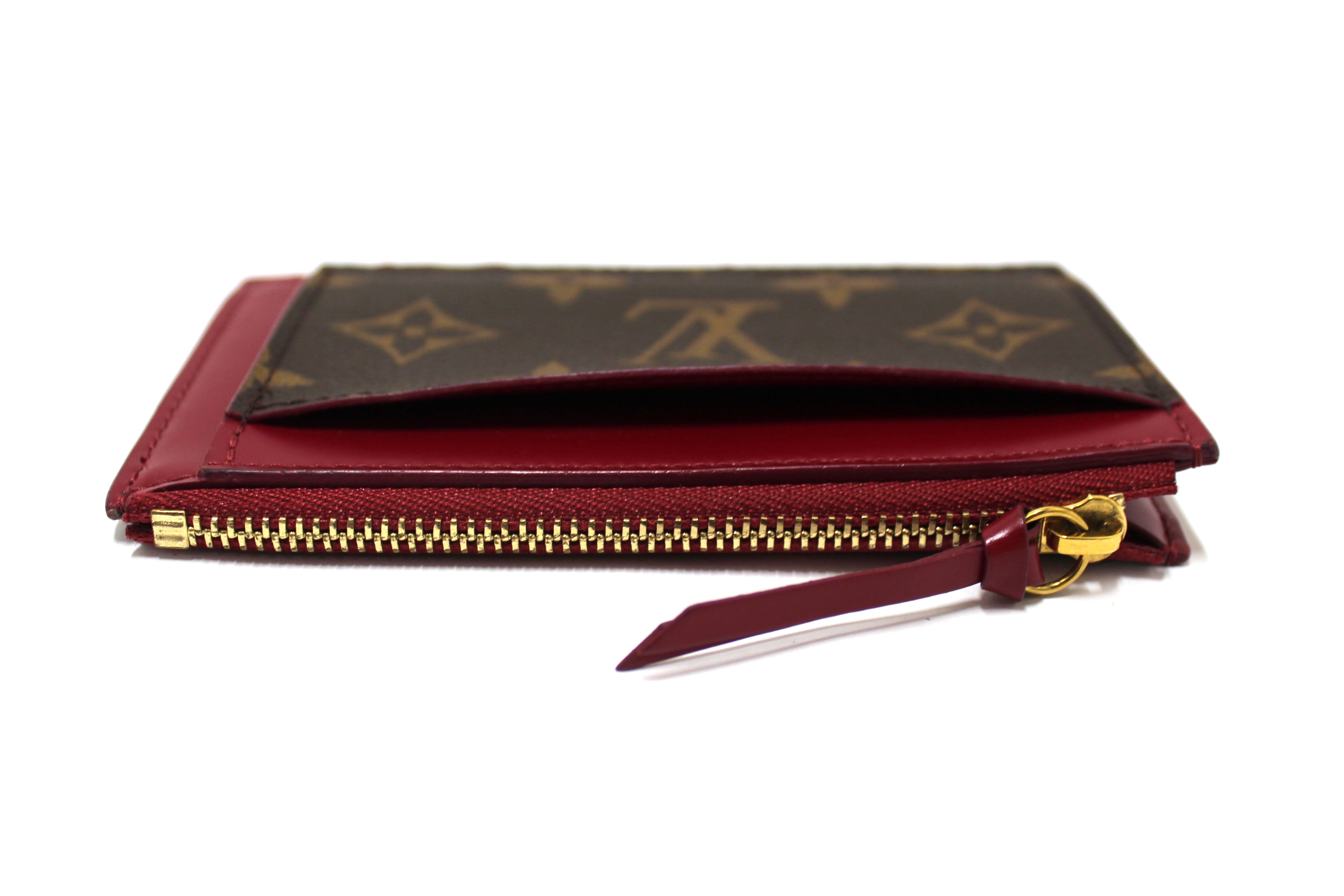 Authentic Louis Vuitton Monogram Fuchsia Zip Card Holder Wallet - Luxury Compact RFID Blocking Credit Card Case for Women & Men, Perfect for Travel, Business & Everyday Use