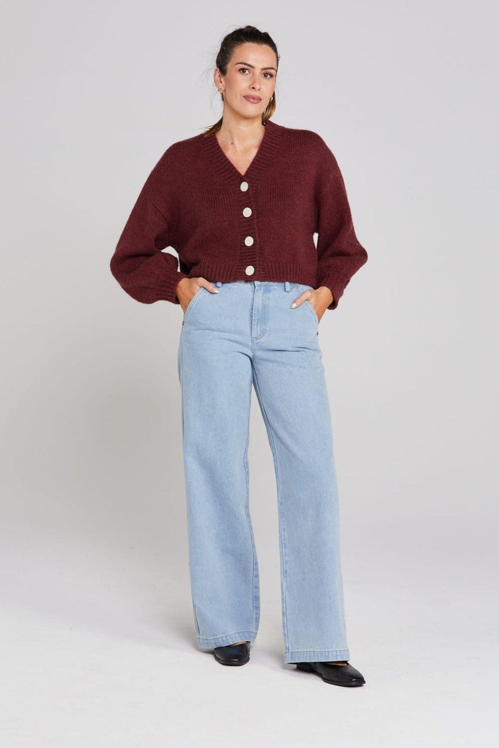 Women's Winter Rouge Wool Cardigan - Cozy Knit Sweater for Cold Weather | Perfect for Holiday Parties & Casual Outfits