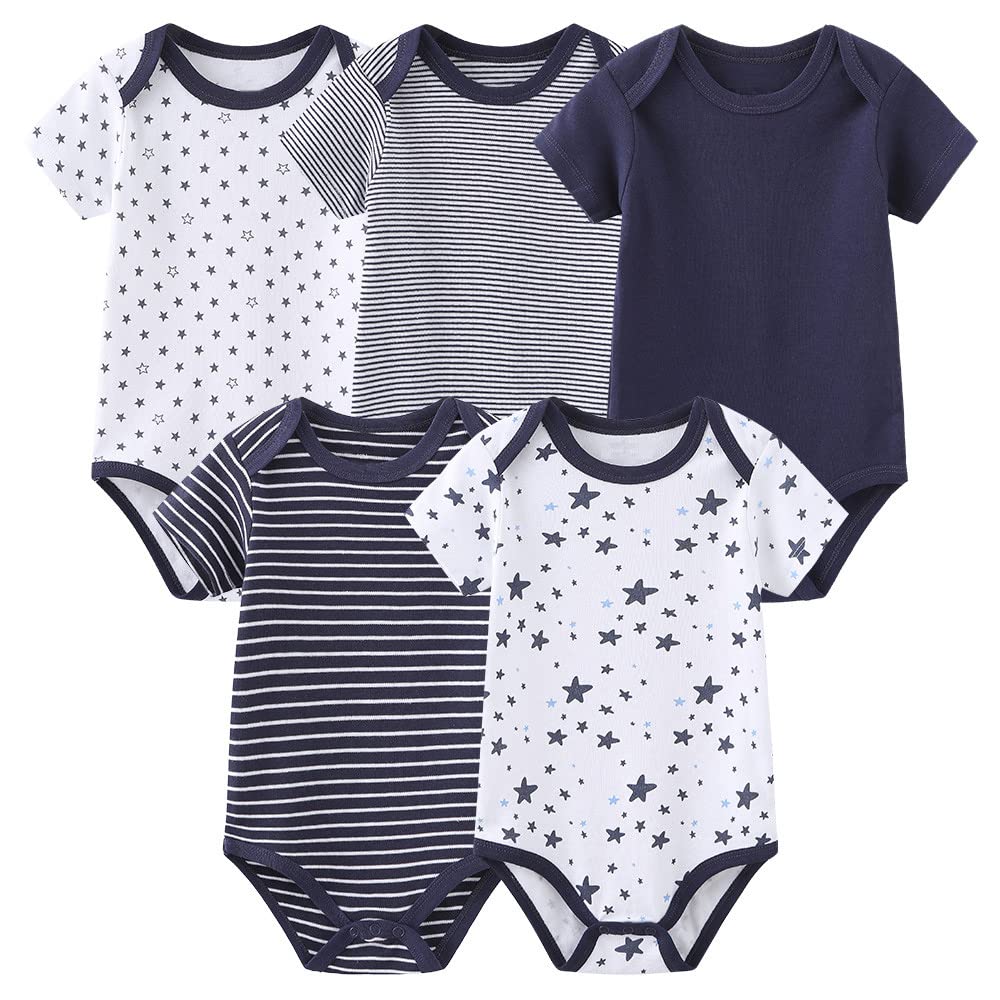 Chamie Unisex Baby Short Sleeve Bodysuits - 100% Cotton Newborn Clothes & Preemie Layette Set | Soft, Breathable Onesies for Infants 0-12 Months | Perfect for Playtime, Daycare & Family Outings