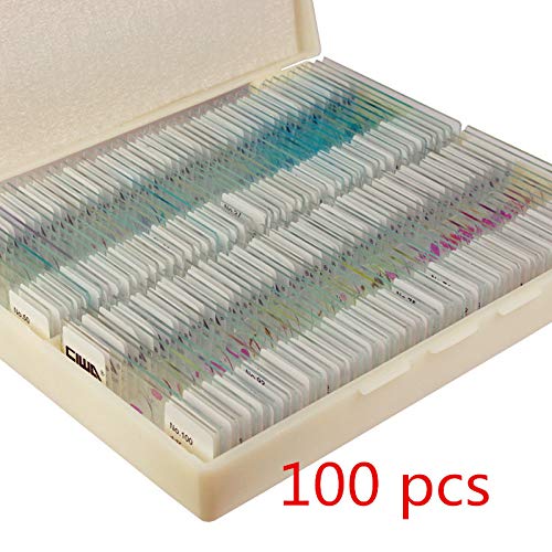 Pukido 50pcs Plant and Animal Microscope Slides for Kids - Biological Specimens for Science Class, Homeschooling & Lab Experiments - Plant Cell, Tissue & Animal Sample Slides for Students & Teachers