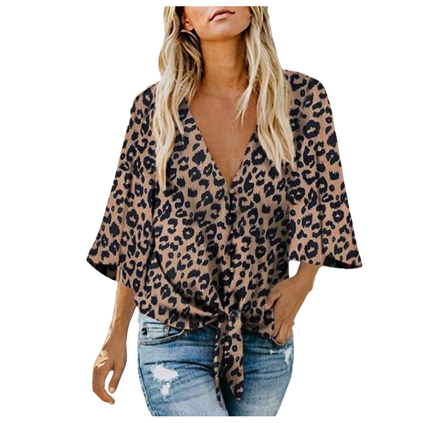 Women's Loose Casual Tunic Tops - Gradient Print Short Sleeve V-Neck Tee Shirts | Comfy Blouse for Summer, Lounge & Everyday Wear