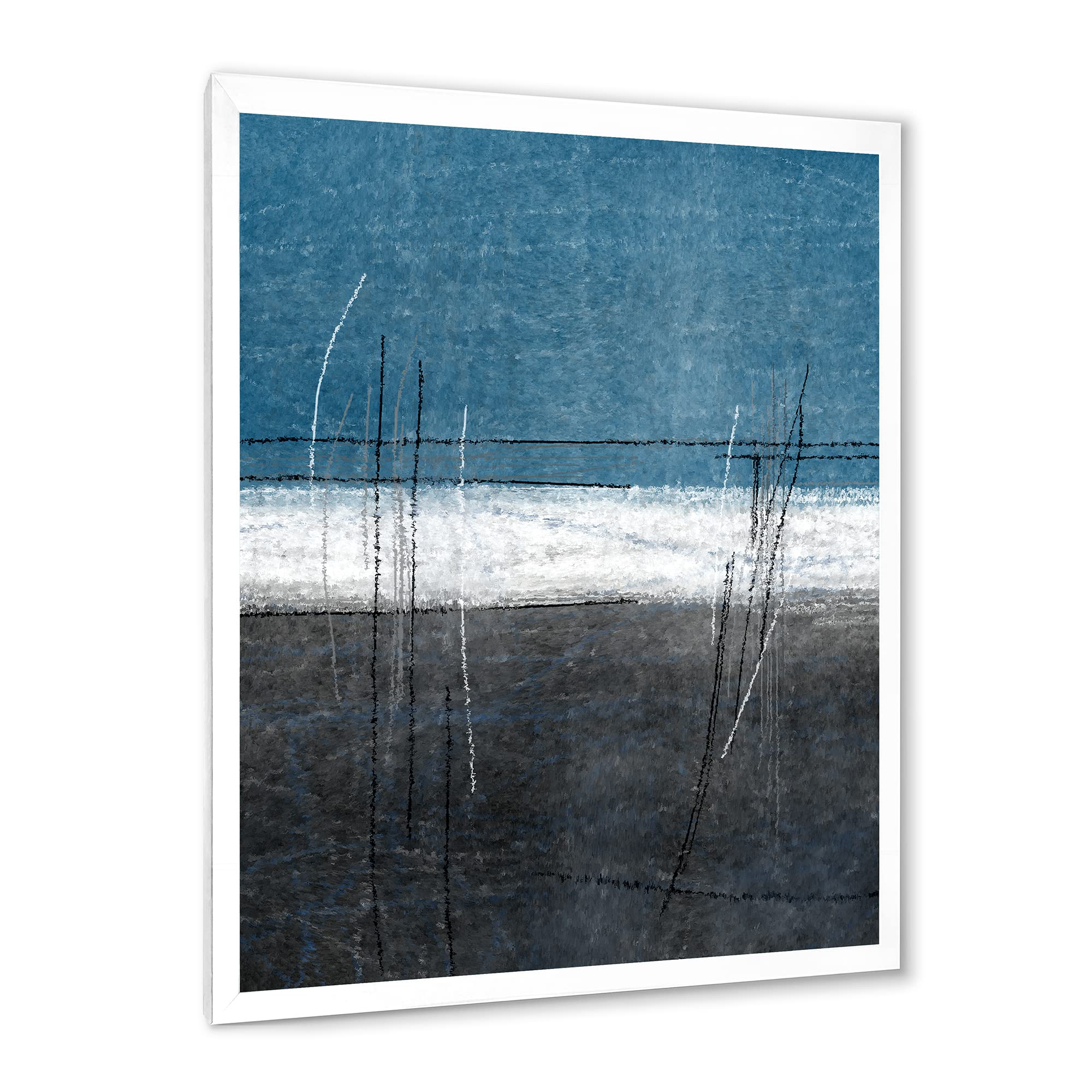 DesignQ Teal and Grey Abstract Art Print - Modern Framed Wall Decor for Living Room, Bedroom & Office | Contemporary Home & Office Decoration