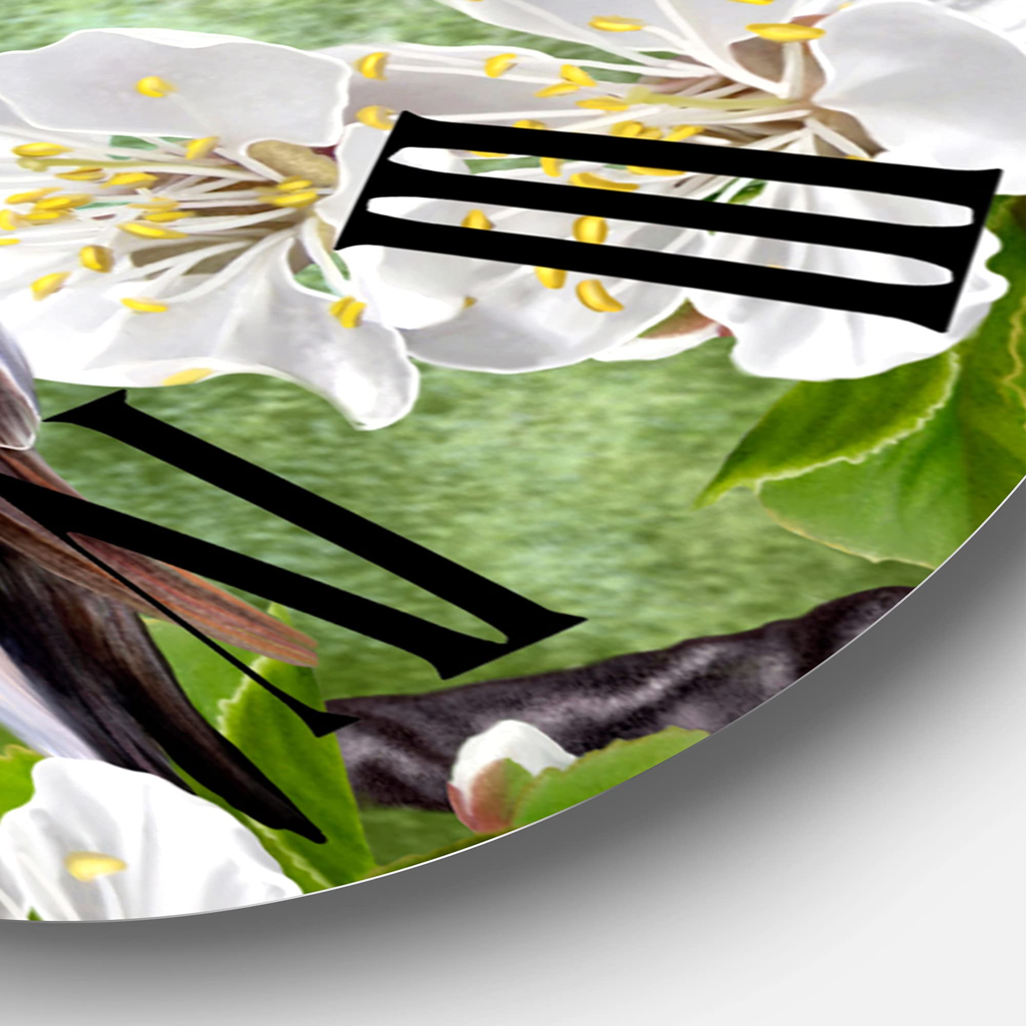 Large Gray Bird on Blossoming Tree Branch Wall Clock - Traditional Silent Non-Ticking Animal Themed Decor for Bedroom, Living Room & Office | Perfect Home & Gift Idea