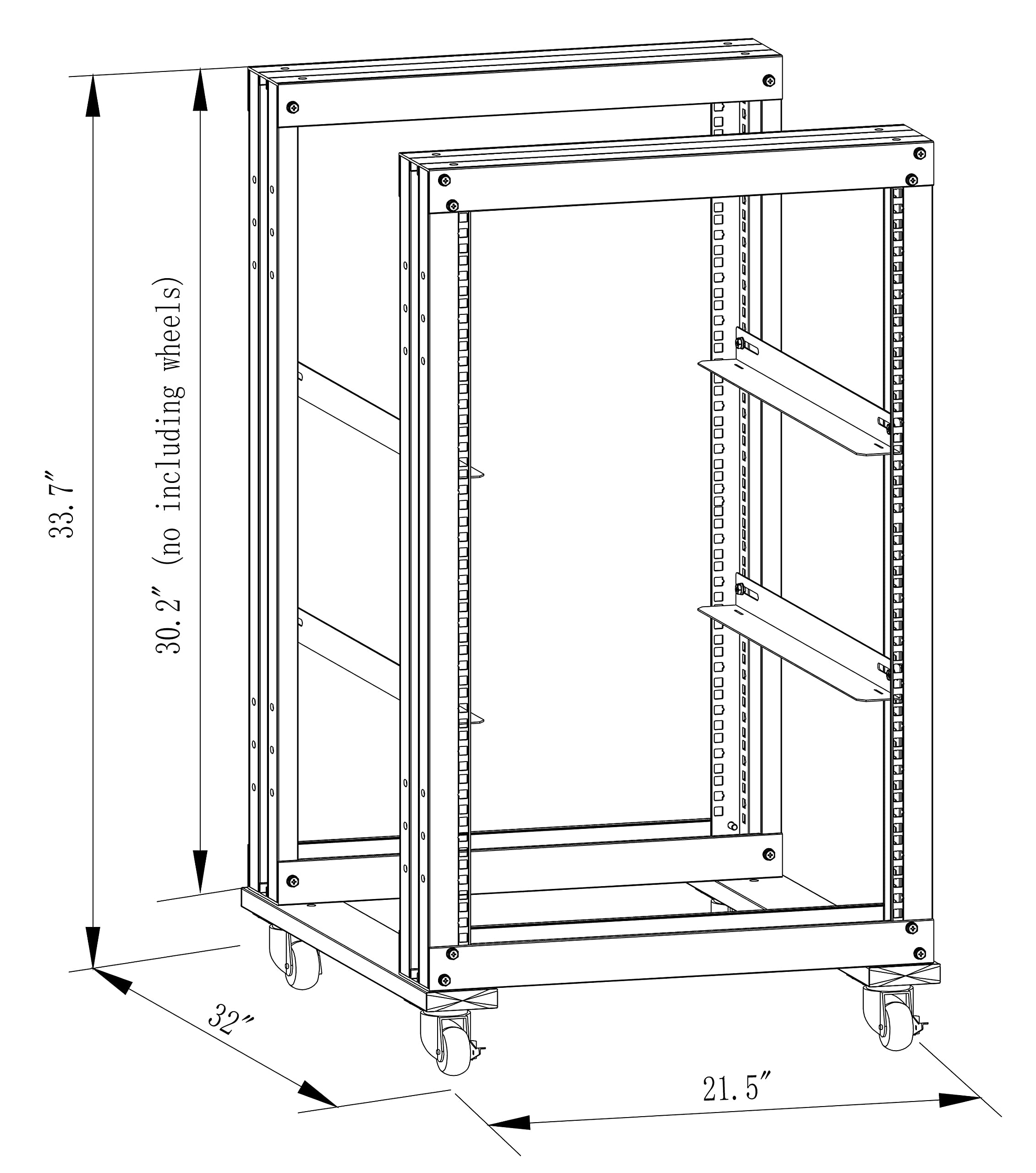 15U 4-Post Open Frame 19-Inch Server Rack | Heavy Duty Steel & Aluminum Construction | UL Certified | Perfect for Data Centers, Home Studios & AV Equipment (31-Inch Depth)