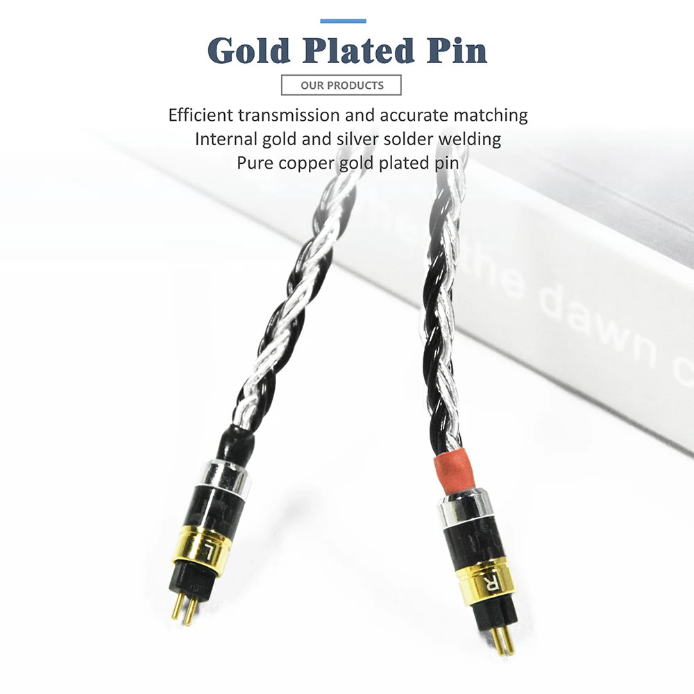 Premium GUCraftsman 0.78mm 2-Pin 16-Strand 7N Single Crystal Copper/Silver Hybrid Earphone Cable with MMCX Connector - Audiophile-Grade Upgrade for IEMs, Perfect for Hi-Fi Music & Studio Monitoring