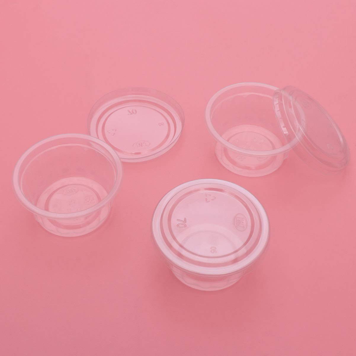 NUOBESTY 100-Pack Clear Disposable Mini Food Storage Containers with Lids - Perfect for Salad Dressing, Condiments, Sauce, Yogurt, Jelly & Pudding | Ideal for Parties, Picnics, Takeout & Meal Prep
