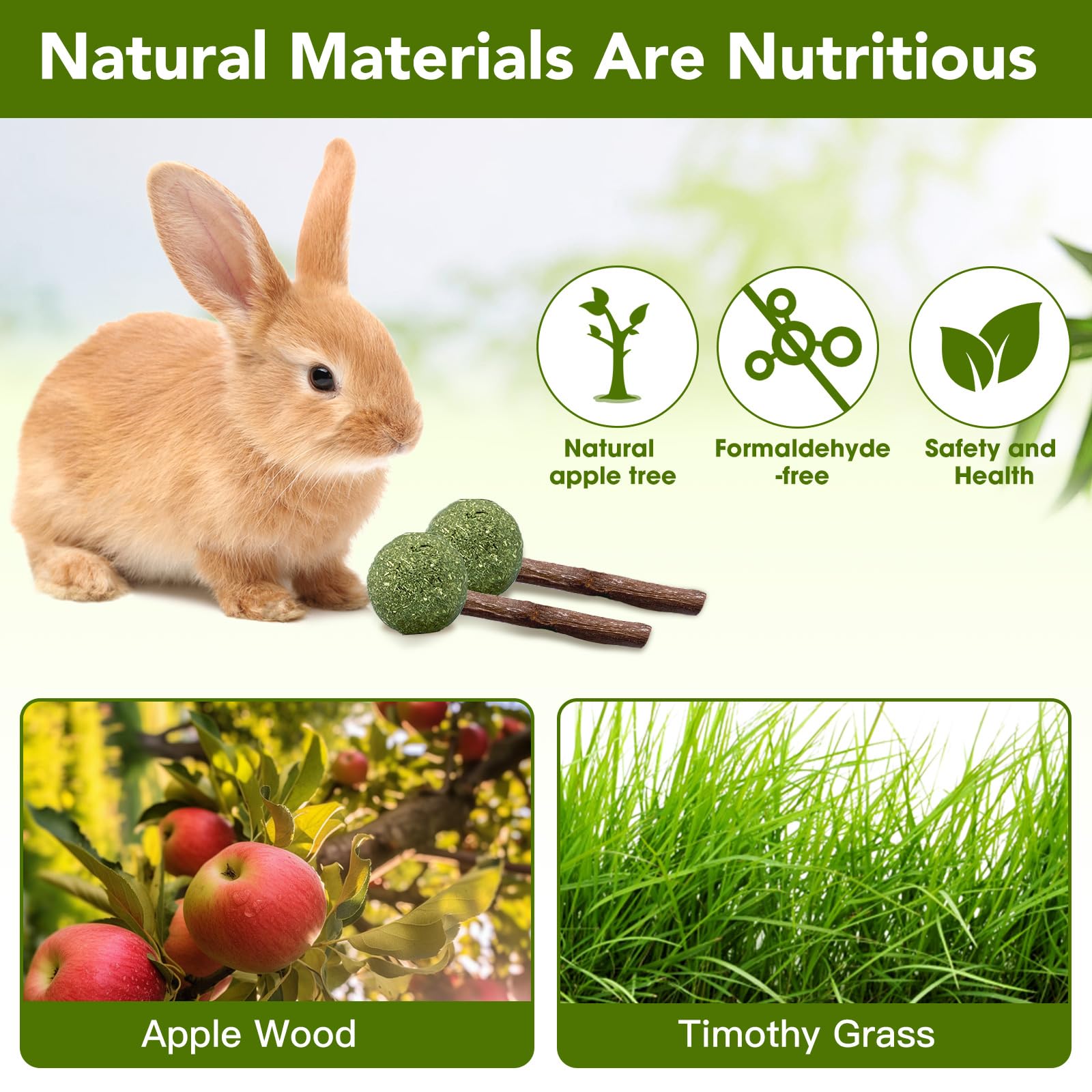 Natural Rabbit Chew Toys - 18 Pack Lollipop Style Small Animal Treats for Teeth Health | Perfect for Bunnies, Guinea Pigs & Hamsters | Cage Enrichment & Stress Relief