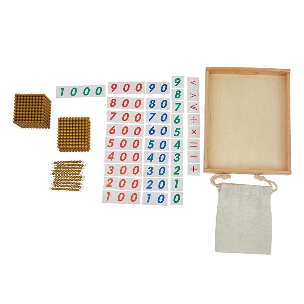 Montessori Math Beads Toys - Golden Beads & Cards, Bank Game, Thousand Cube - Decimal System Teaching Materials for Toddlers & Preschoolers | Early Childhood Math Learning, Homeschool & Classroom Educational Toys