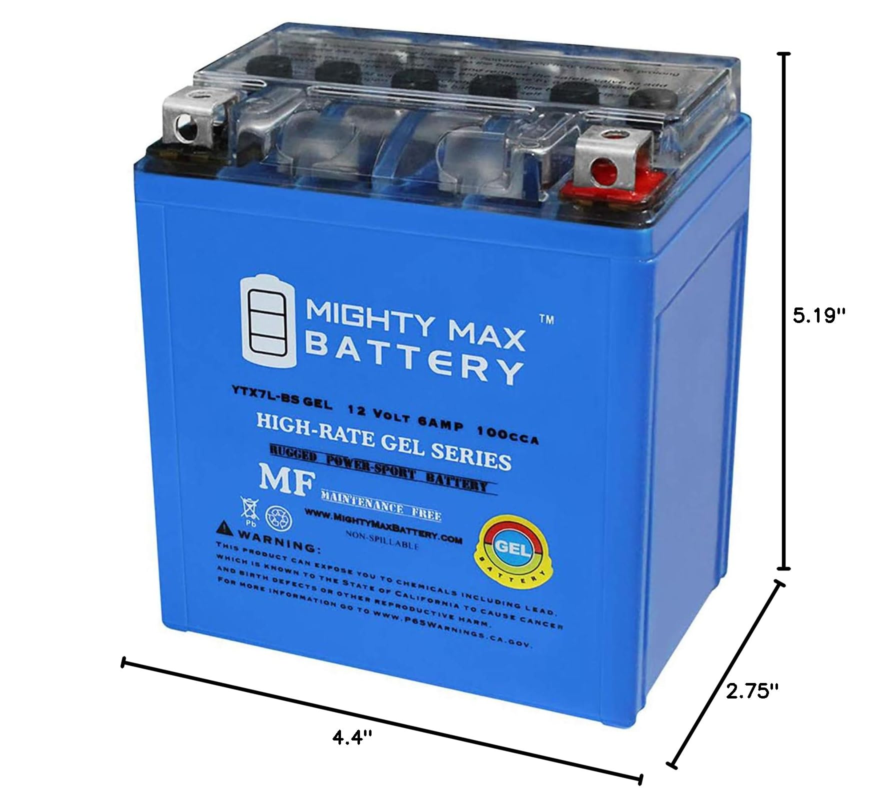 Mighty Max 12V 6AH 100CCA Rechargeable Battery - Replacement for FirstPower YTX7L-BS - Powers Scooters, Motorcycles & ATVs - Long Lasting Performance