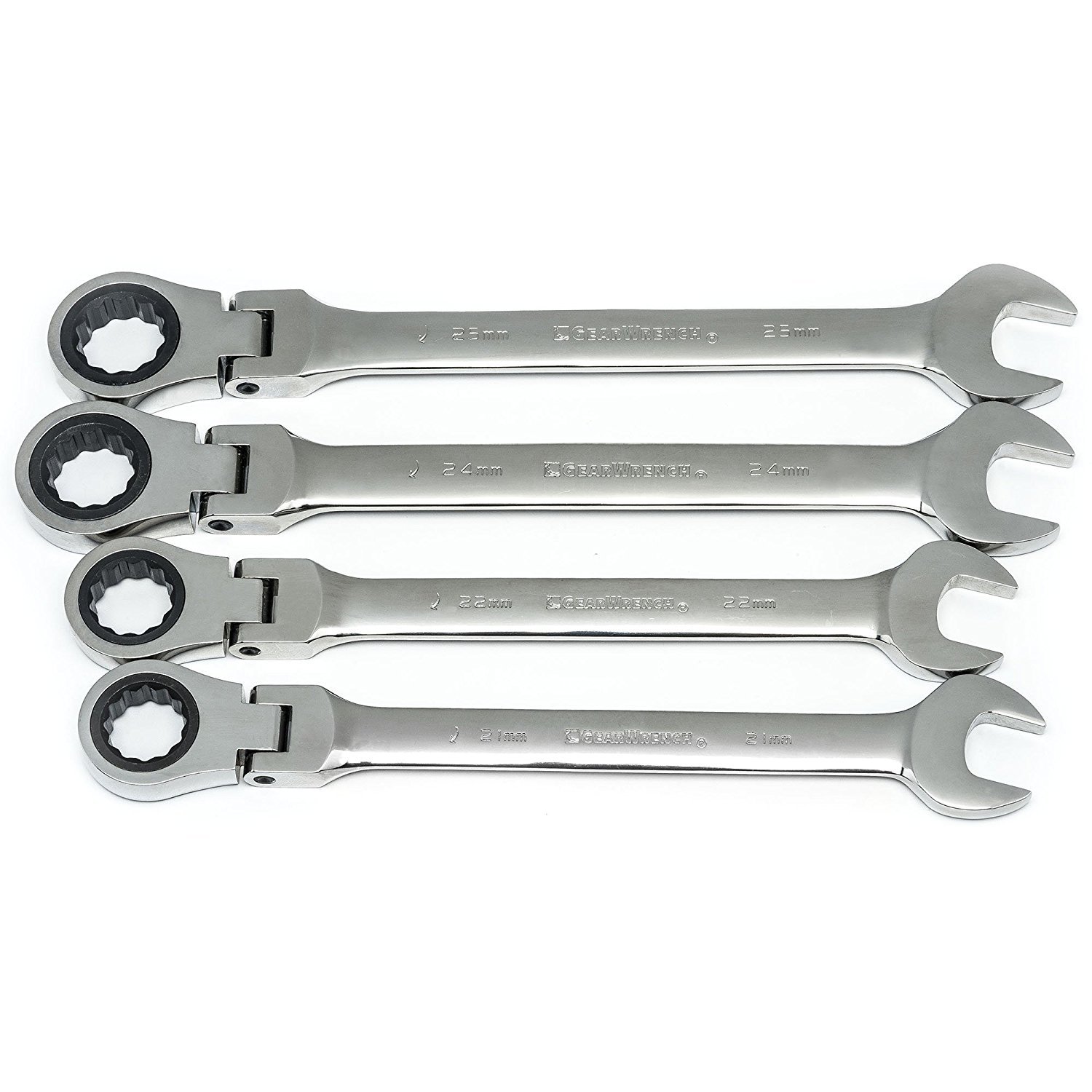 GEARWRENCH 4-Piece 12-Point Flex Head Ratcheting Combination Metric Wrench Set (9903D) - Professional Automotive & DIY Tool Kit for Tight Spaces