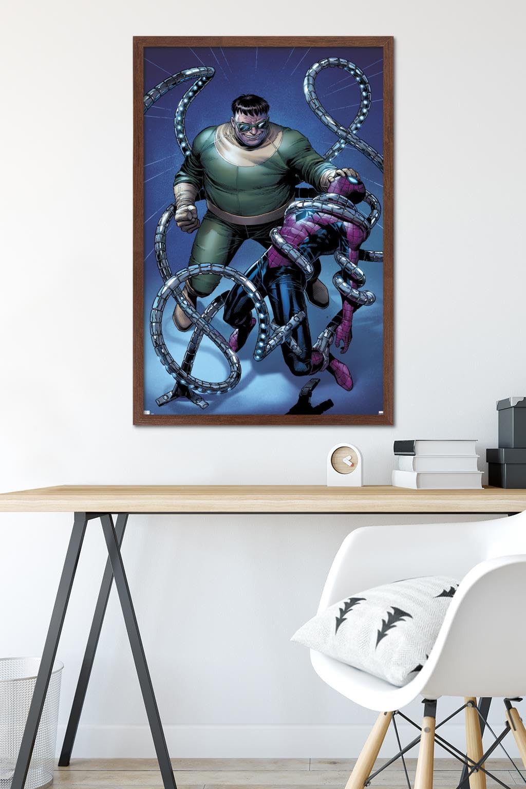 Marvel Comics Spider-Man vs Doctor Octopus - The Clone Conspiracy #1 Wall Art Poster 34x22.4 Inches with Mahogany Frame - Perfect for Superhero Bedroom Decor & Comic Book Collector Display