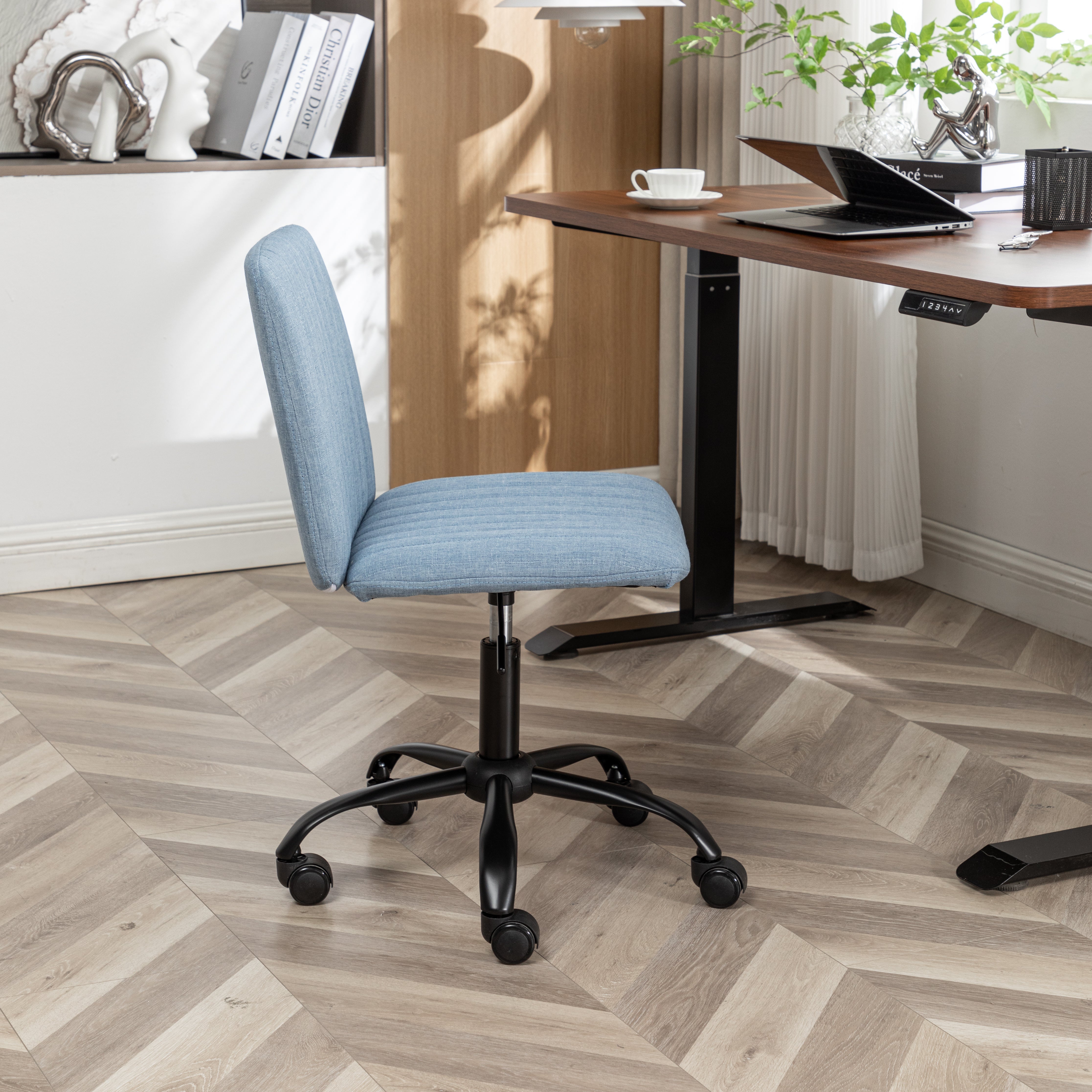 Roundhill Furniture Masar Fabric Swivel Office Chair - Ergonomic Desk Chair with Adjustable Height & Lumbar Support for Home & Office Workspace